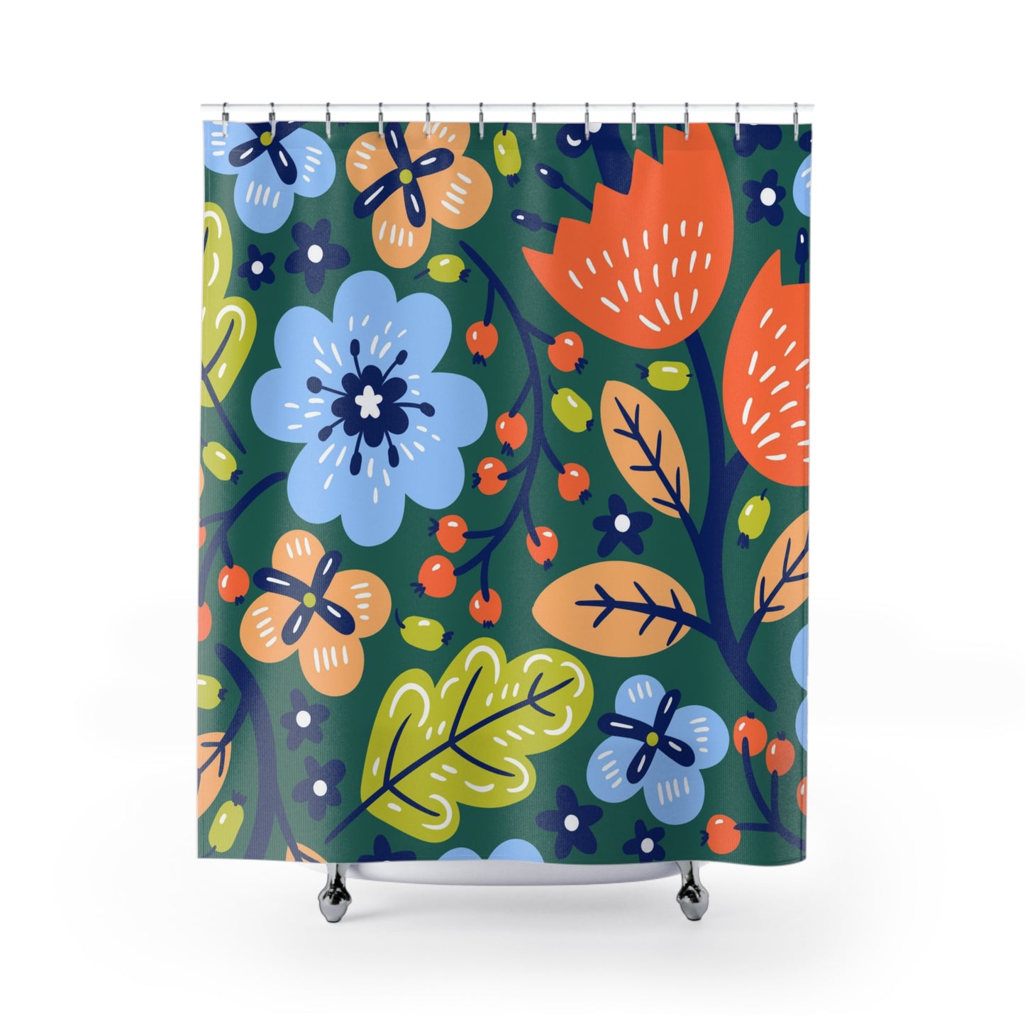 Retro Floral Shower Curtain