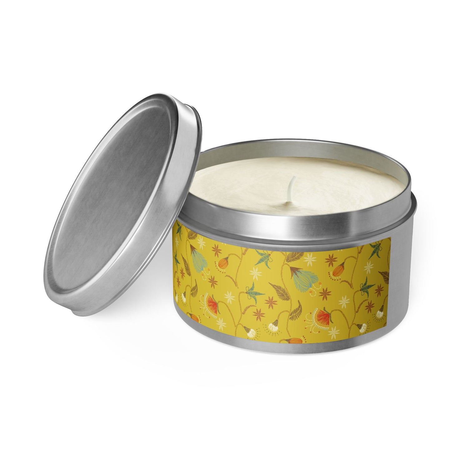 Boho Floral Tin Candle - Aromatic Home and Travel Decor for Relaxation, Eco-Friendly, Sustainable