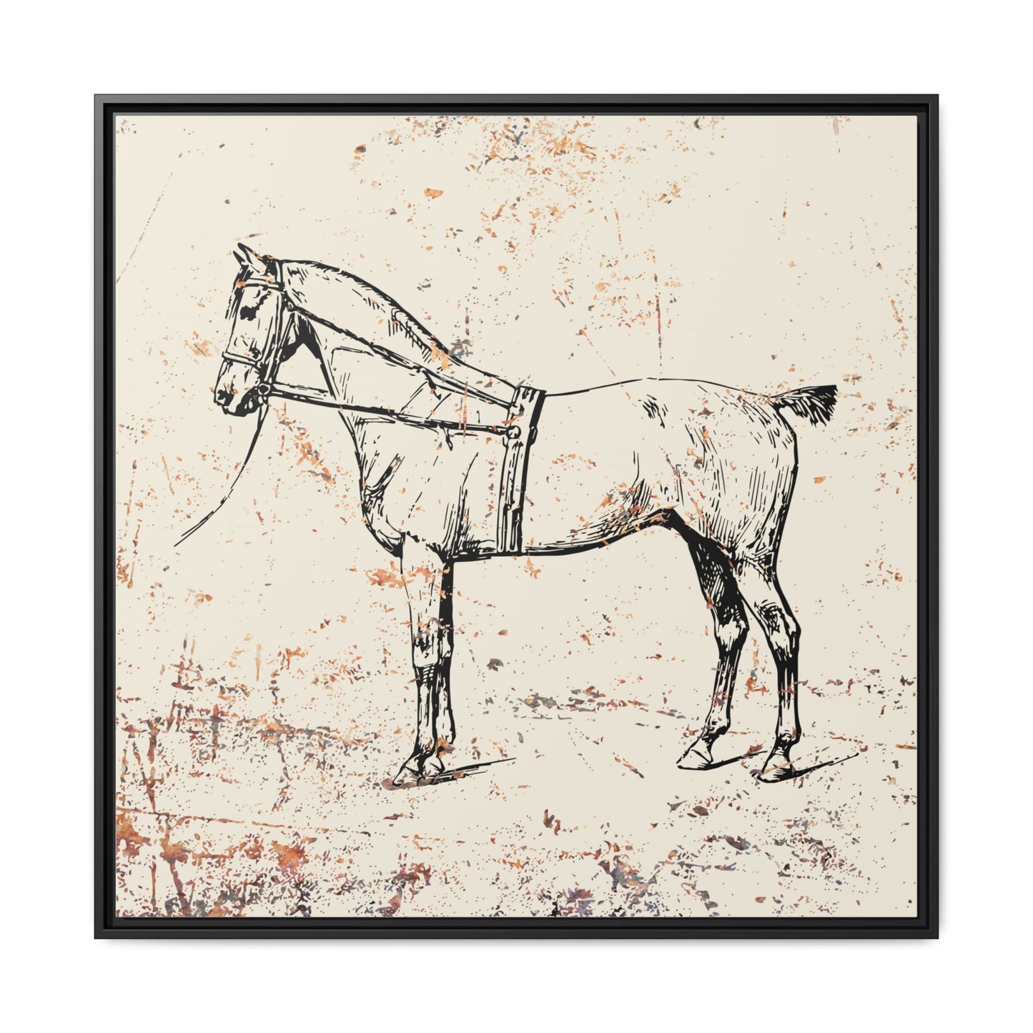 Antique Victorian Horse Tack Canvas, Rustic Wall Art Decor, Square Frame, Eco-Friendly, Sustainable