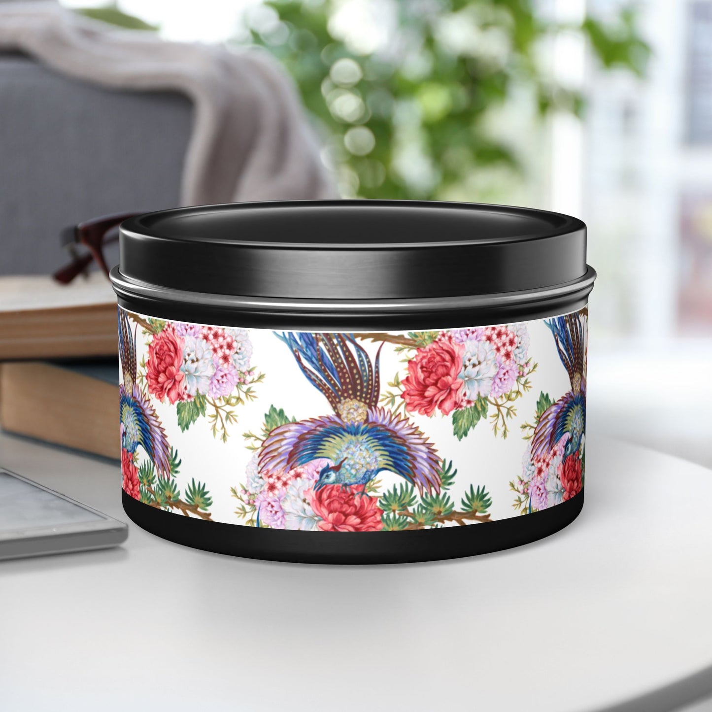 Floral Tin Candle - Aromatic Home and Travel Decor for Relaxation, Eco-Friendly, Sustainable