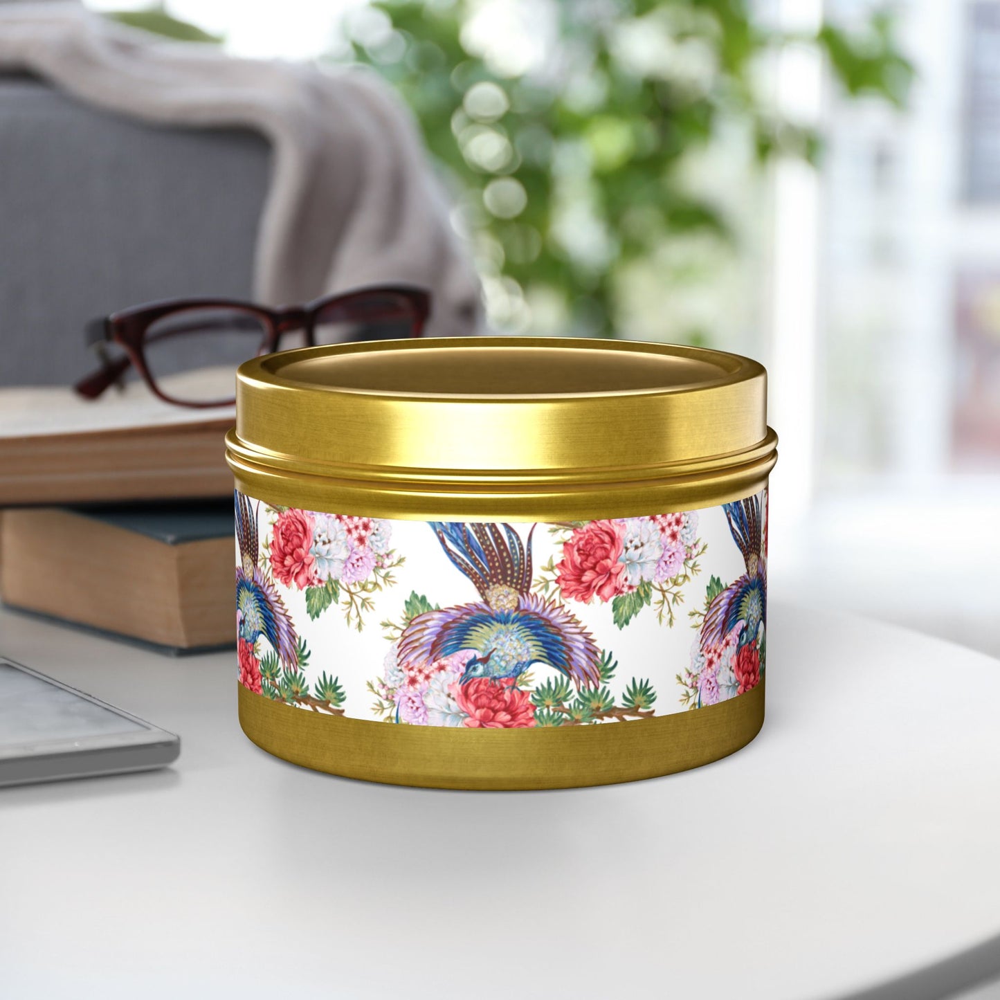 Floral Tin Candle - Aromatic Home and Travel Decor for Relaxation, Eco-Friendly, Sustainable