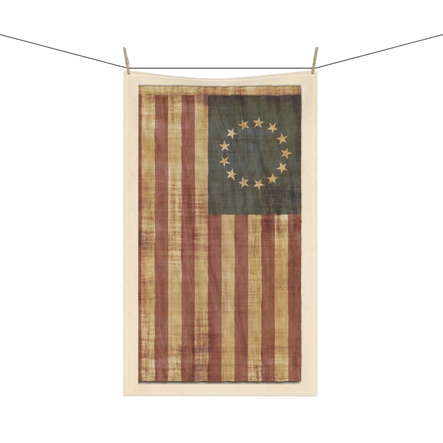 Vintage American Flag Minimalist Country Farmhouse Cotton Tea Towel, Eco-Friendly, Sustainable