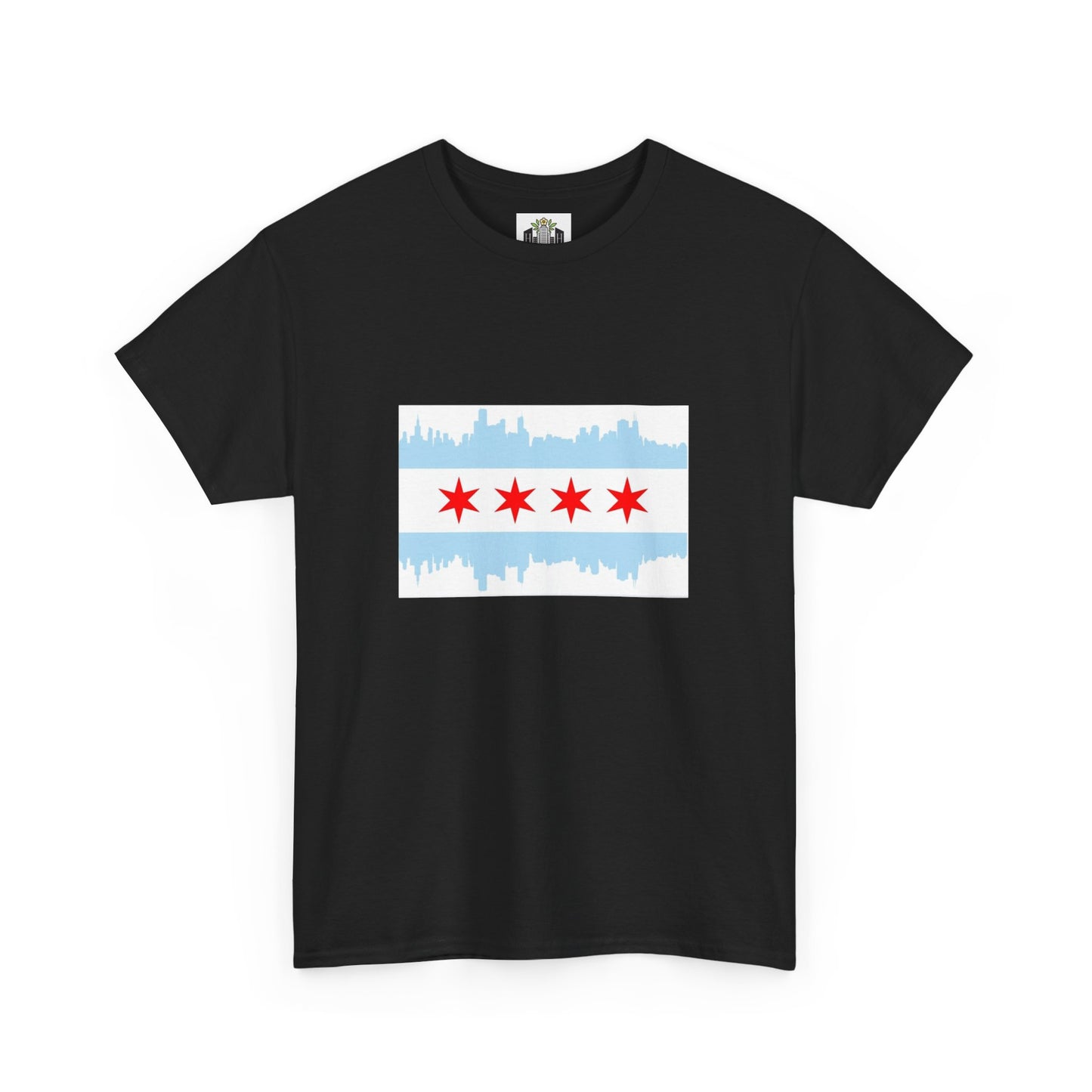Chicago Skyline Flag Unisex Cotton T-Shirt, Eco-Friendly, Sustainable