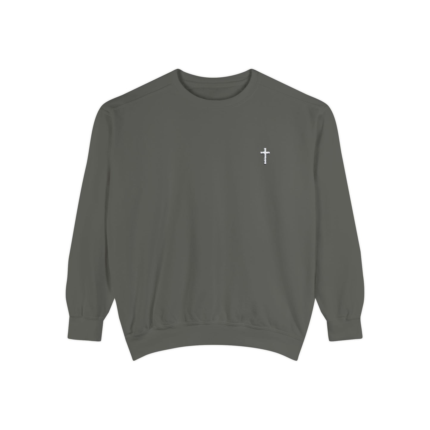 Cross Embroidered Comfort Colors Oversized Sweatshirt, Eco-Friendly, Sustainable