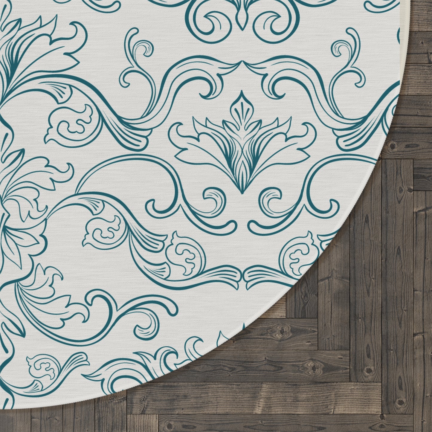 Vintage Victorian Inspired Washable Round Rug, Eco-Friendly, Sustainable