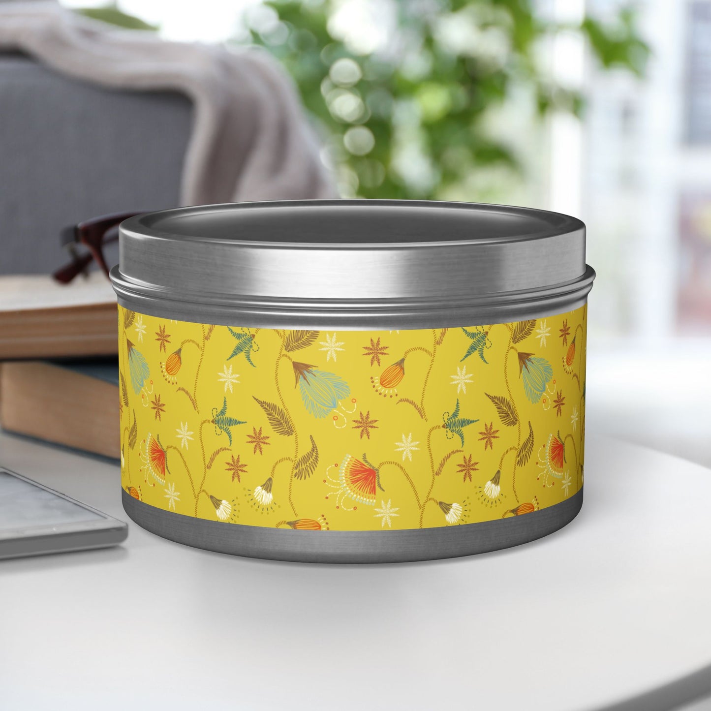 Boho Floral Tin Candle - Aromatic Home and Travel Decor for Relaxation, Eco-Friendly, Sustainable