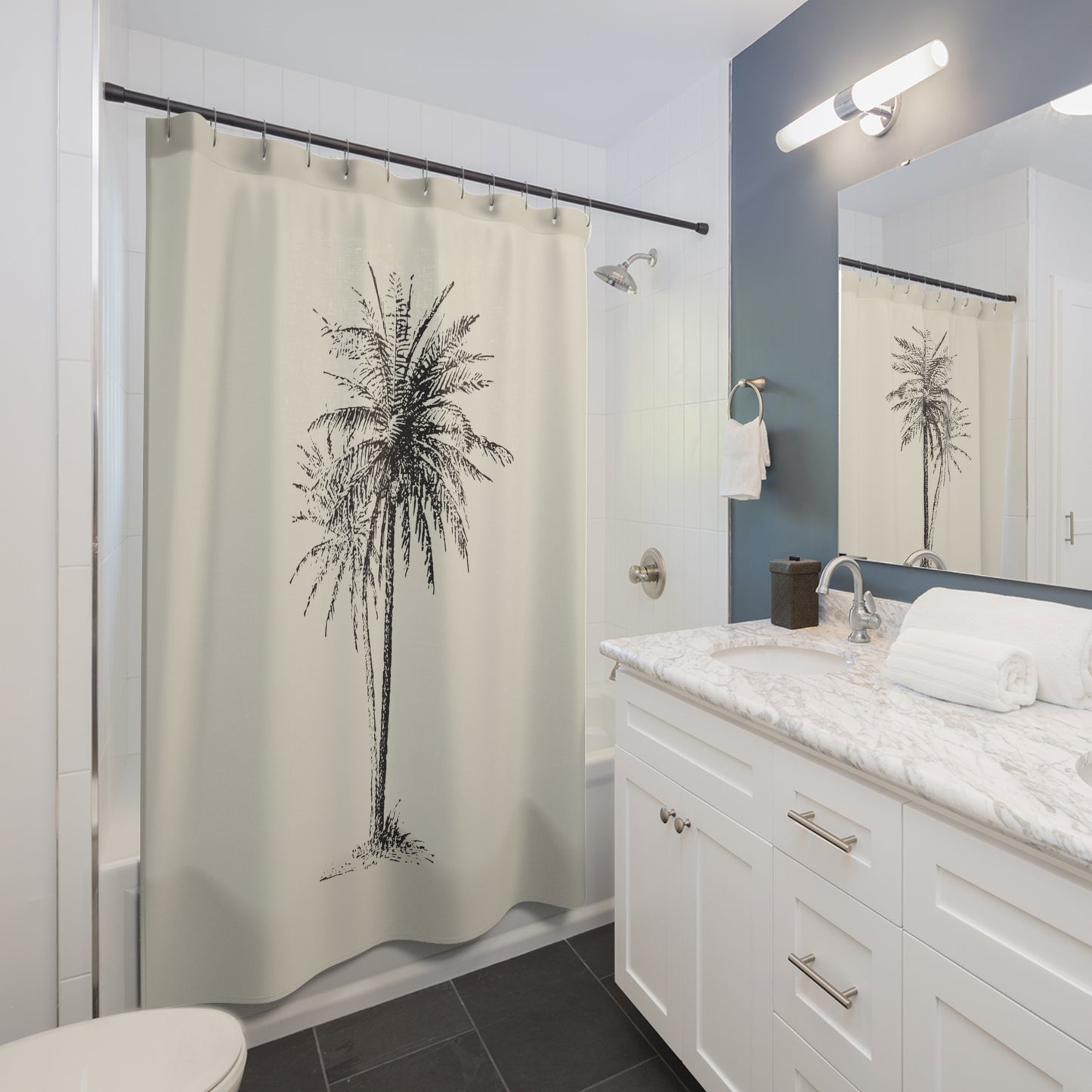 Vintage Palm Coastal Shower Curtain