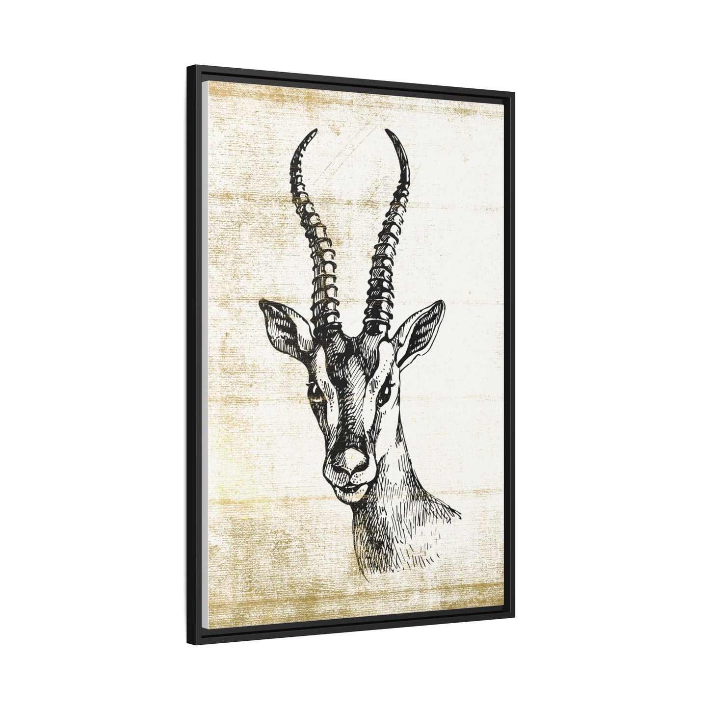 Vintage Antelope Framed Canvas, Rustic African Safari, Eco-Friendly, Sustainable