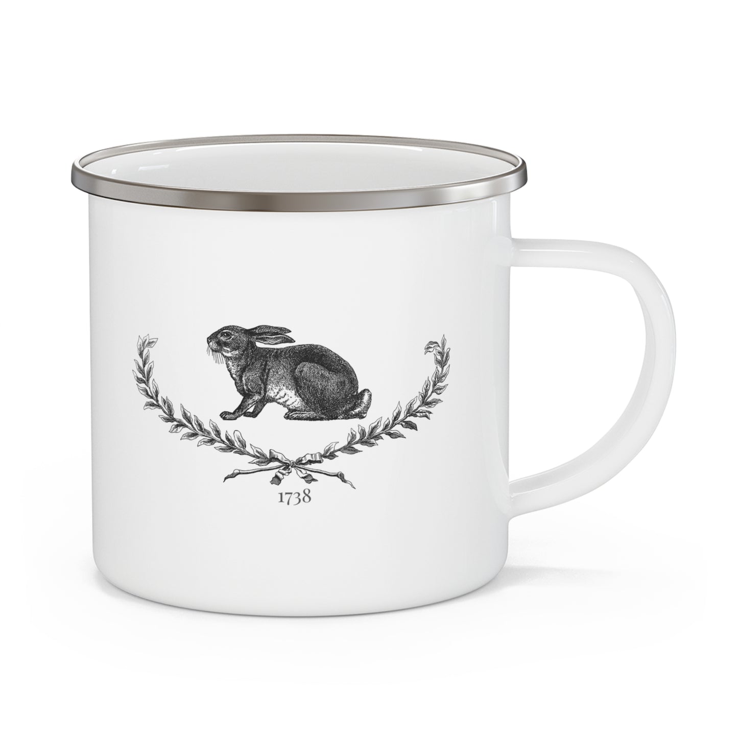 Minimalist Farmhouse Vintage Rabbit Stainless Steel Eco Enameled Mug, Eco-Friendly, Sustainable