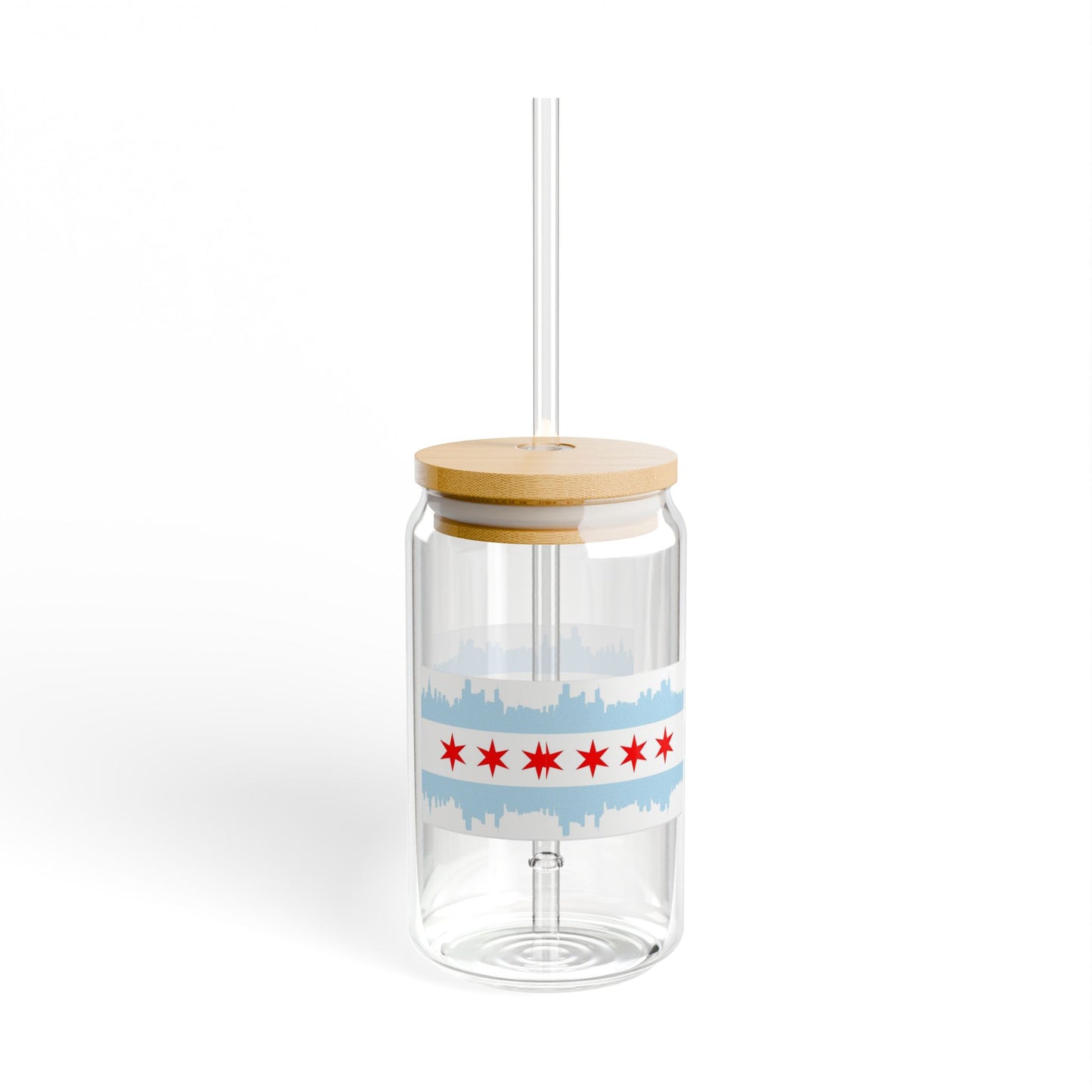 Chicago Skyline Flag Glass Tumbler, 16oz, Eco-Friendly, Sustainable