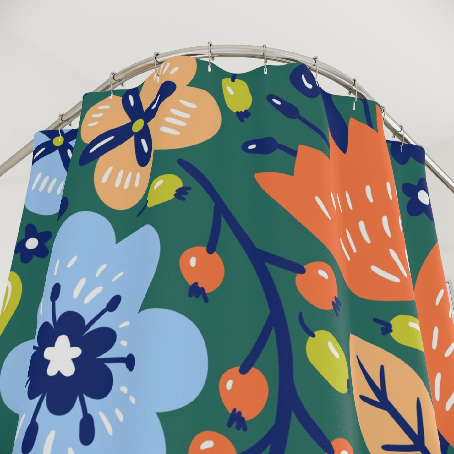 Retro Floral Shower Curtain