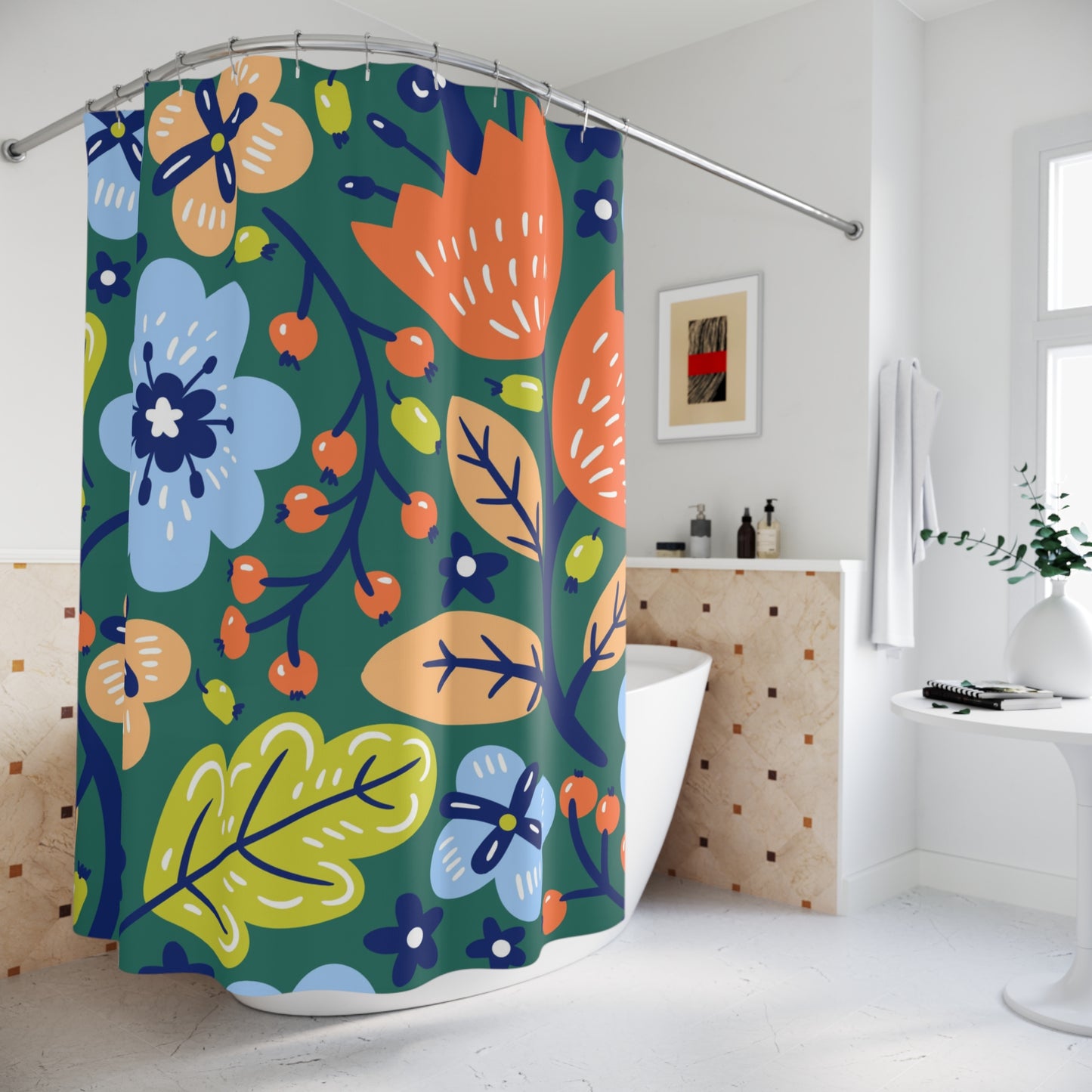 Retro Floral Shower Curtain
