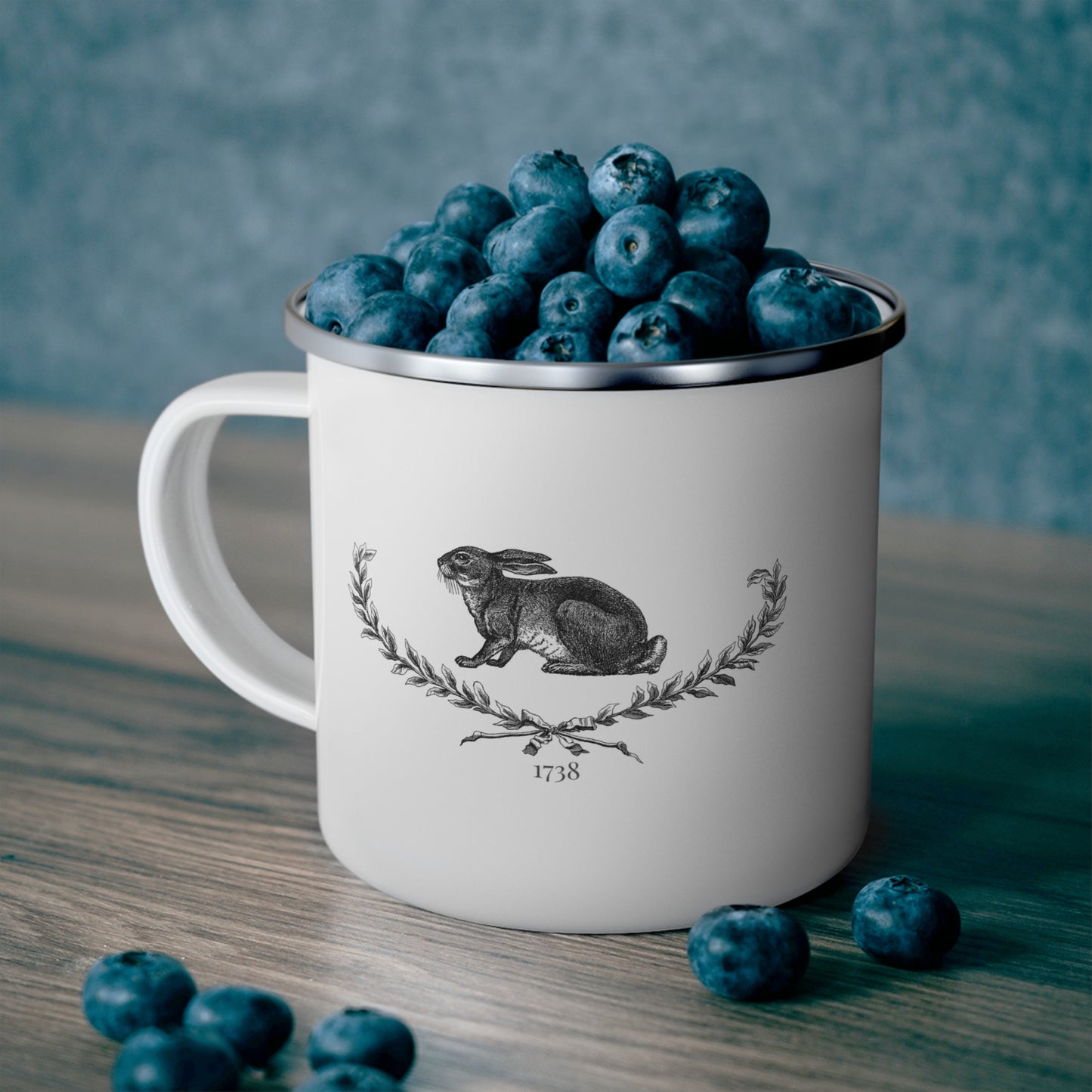 Minimalist Farmhouse Vintage Rabbit Stainless Steel Eco Enameled Mug, Eco-Friendly, Sustainable