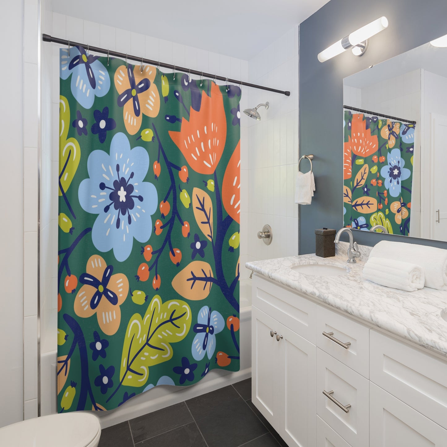 Retro Floral Shower Curtain