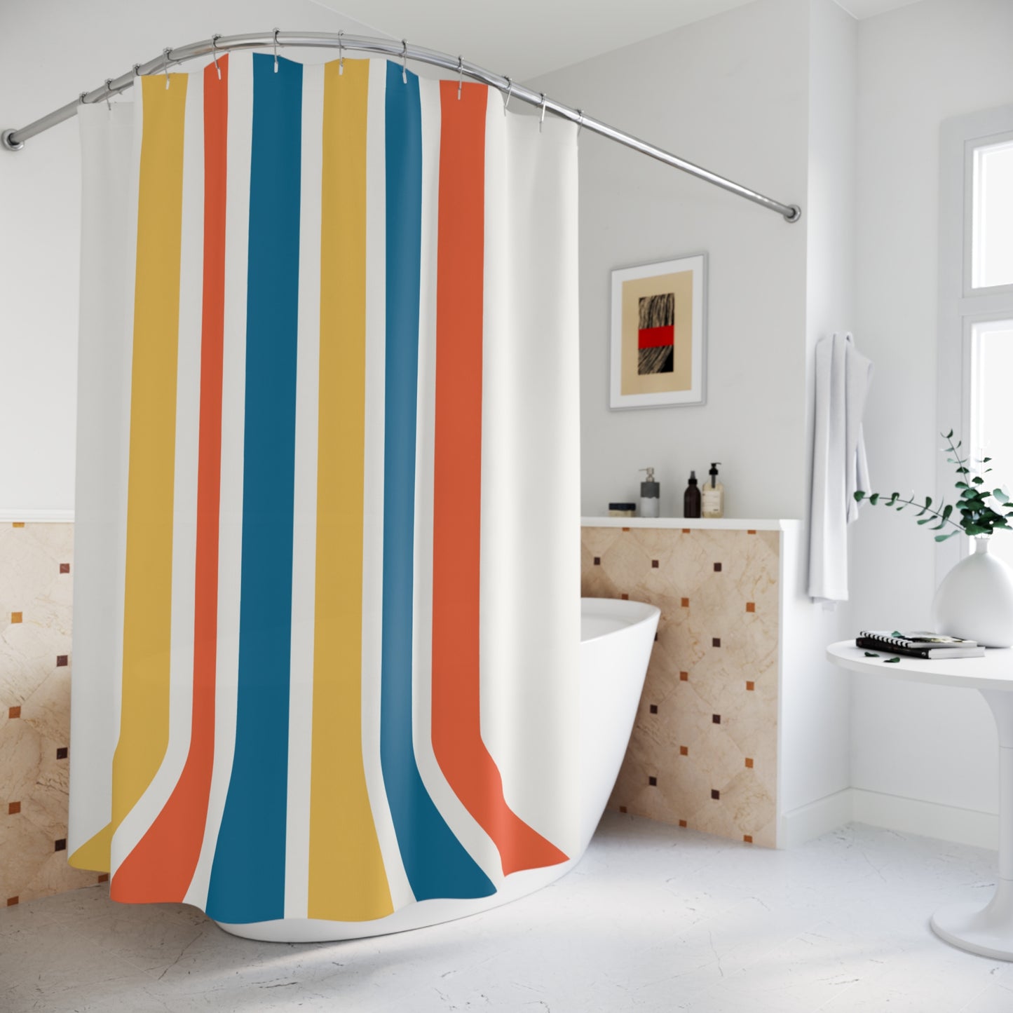 Retro Groovy Line Shower Curtain