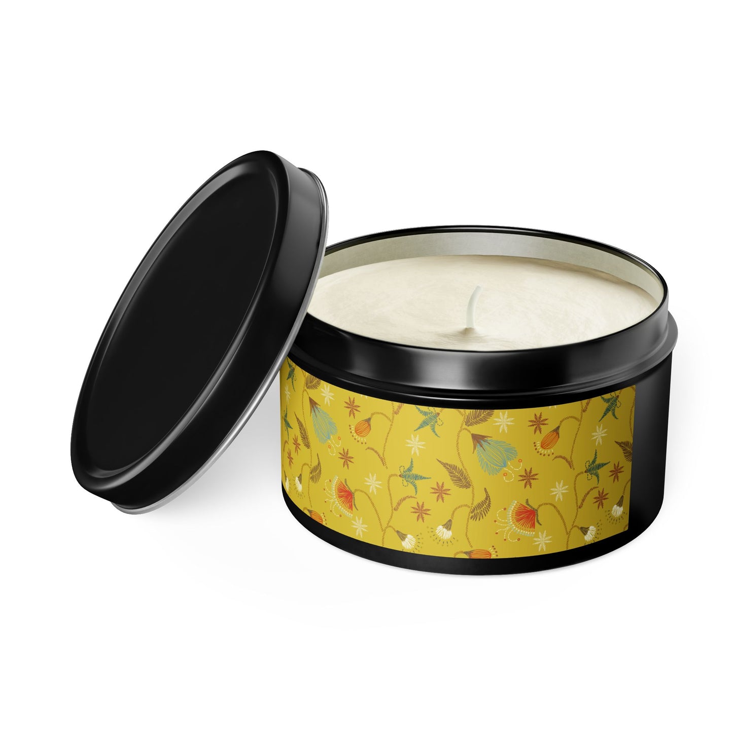 Boho Floral Tin Candle - Aromatic Home and Travel Decor for Relaxation, Eco-Friendly, Sustainable