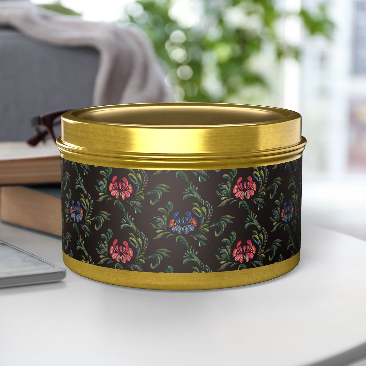 Elegant Floral Tin Candle - Aromatic Home and Travel Decor for Relaxation, Eco-Friendly, Sustainable