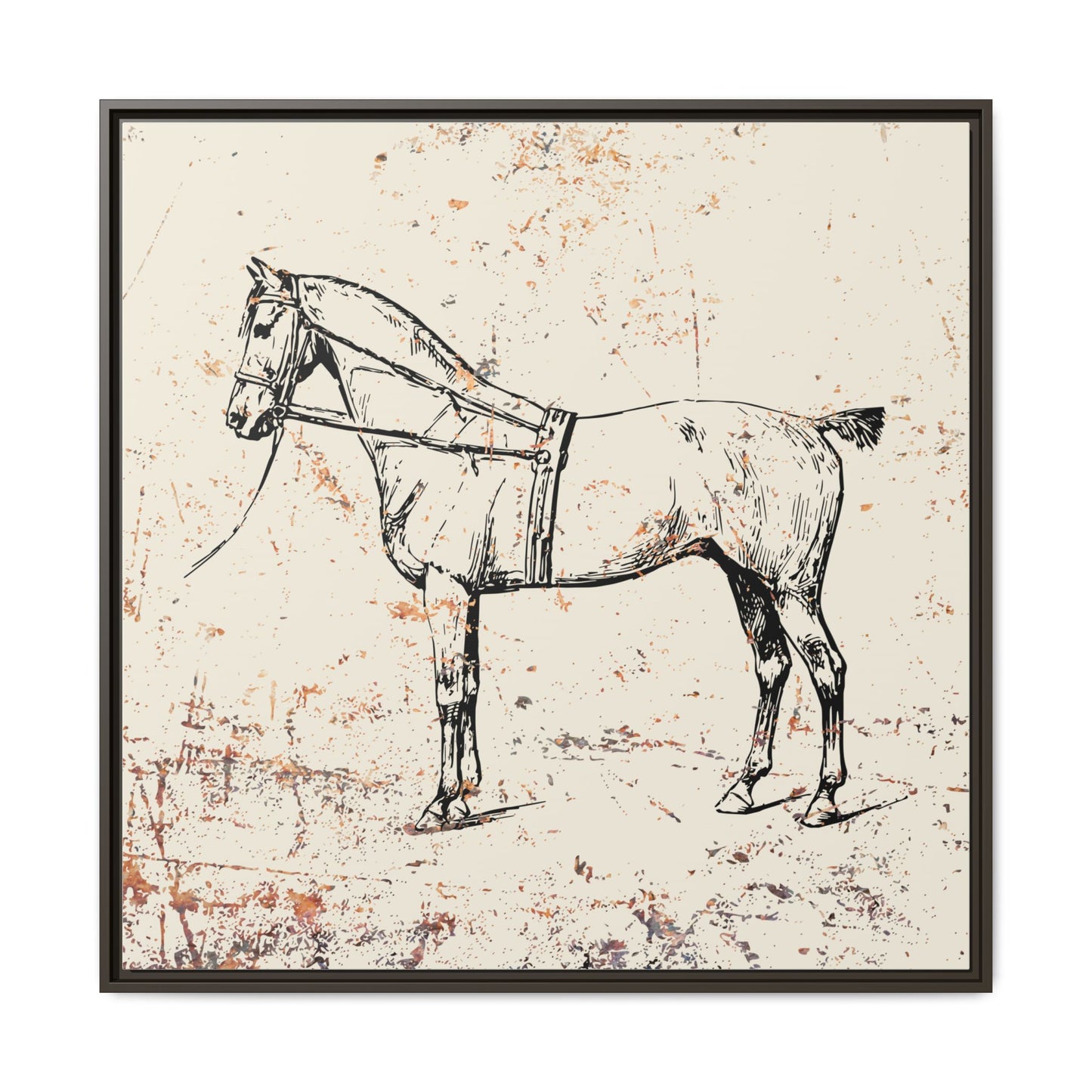 Antique Victorian Horse Tack Canvas, Rustic Wall Art Decor, Square Frame, Eco-Friendly, Sustainable