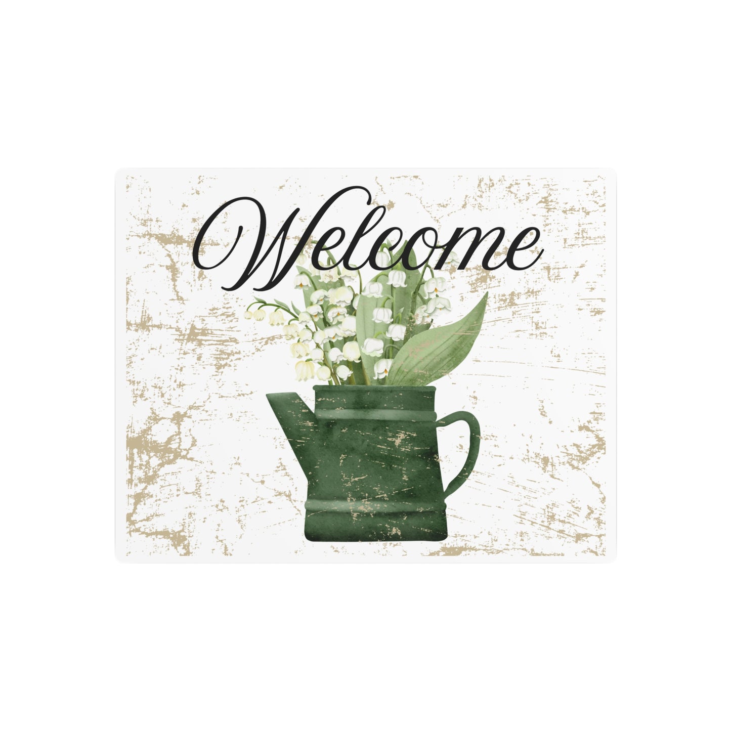 Spring Flowers Welcome Metal Front Door Sign, Rustic Home Decor, Warm Greetings, Cabins, Summer Lake Houses, Eco-Friendly, Sustainable
