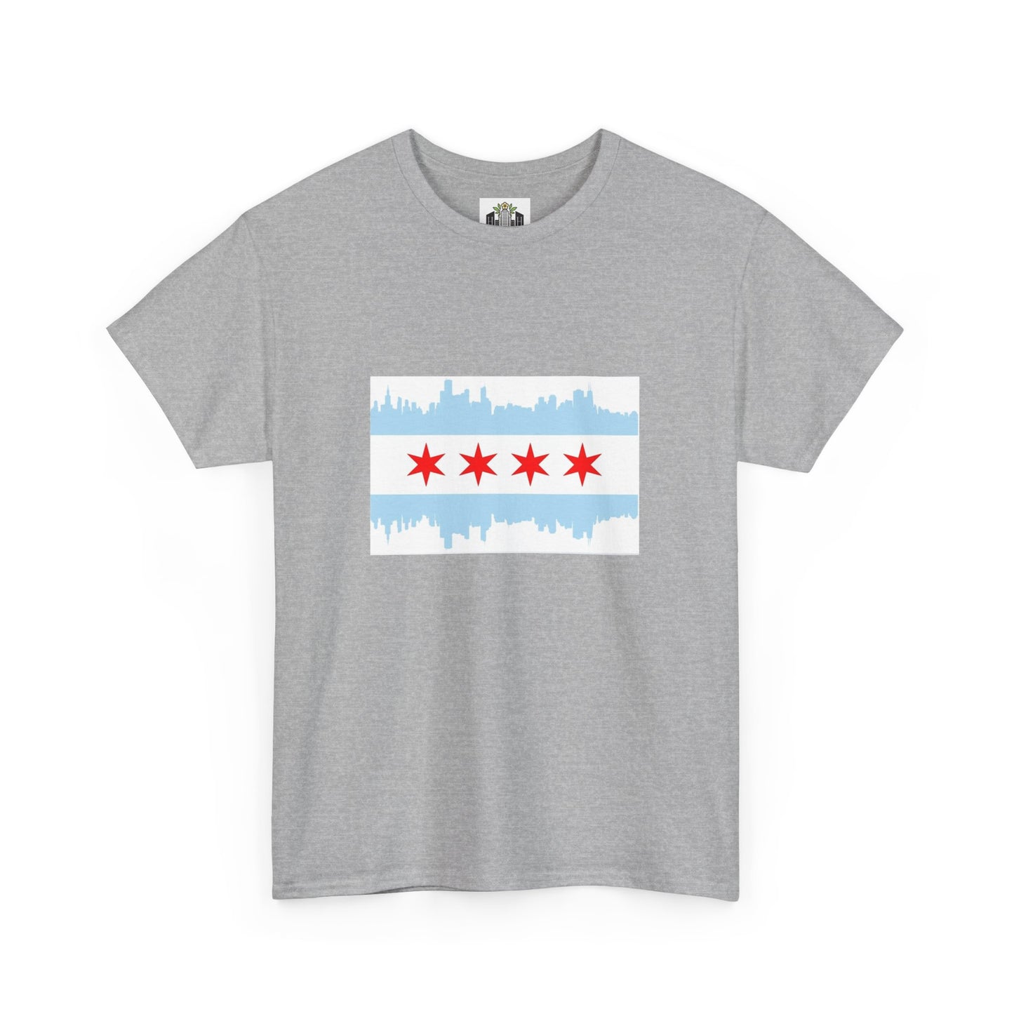 Chicago Skyline Flag Unisex Cotton T-Shirt, Eco-Friendly, Sustainable