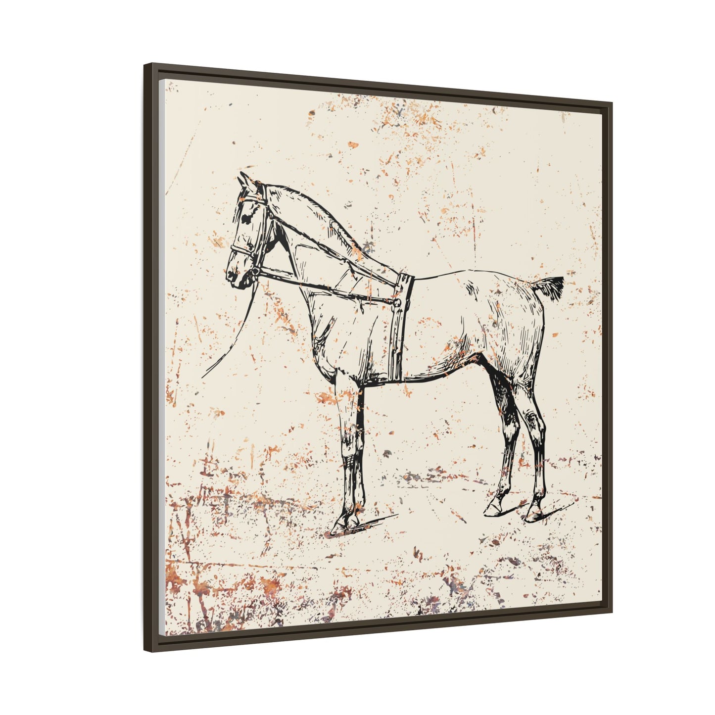 Antique Victorian Horse Tack Canvas, Rustic Wall Art Decor, Square Frame, Eco-Friendly, Sustainable