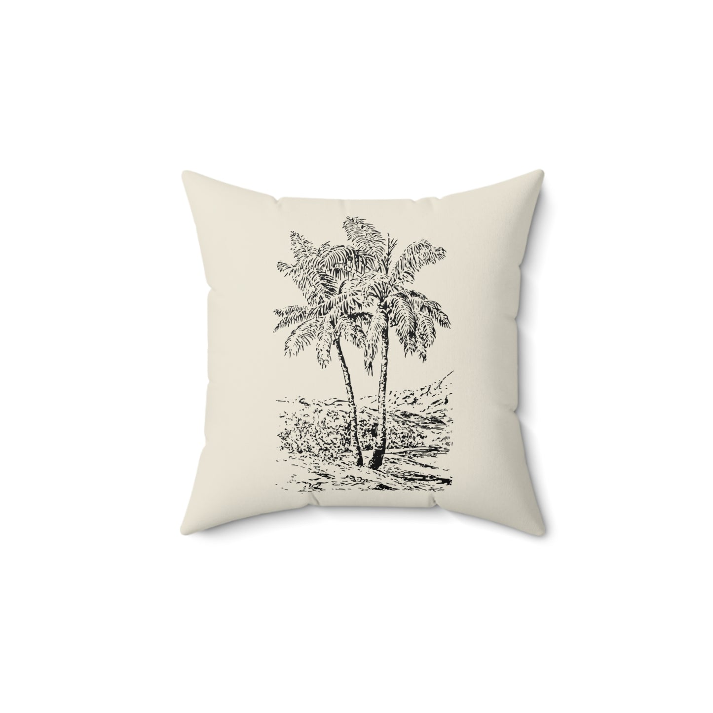 Vintage Palm Tree Coastal Minimalism Throw Pillow, Eco-Friendly, Sustainable
