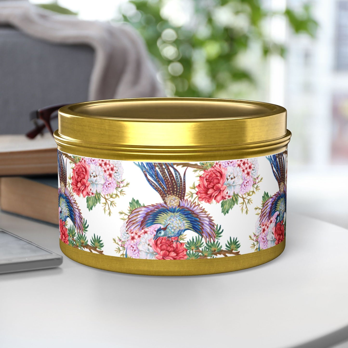 Floral Tin Candle - Aromatic Home and Travel Decor for Relaxation, Eco-Friendly, Sustainable