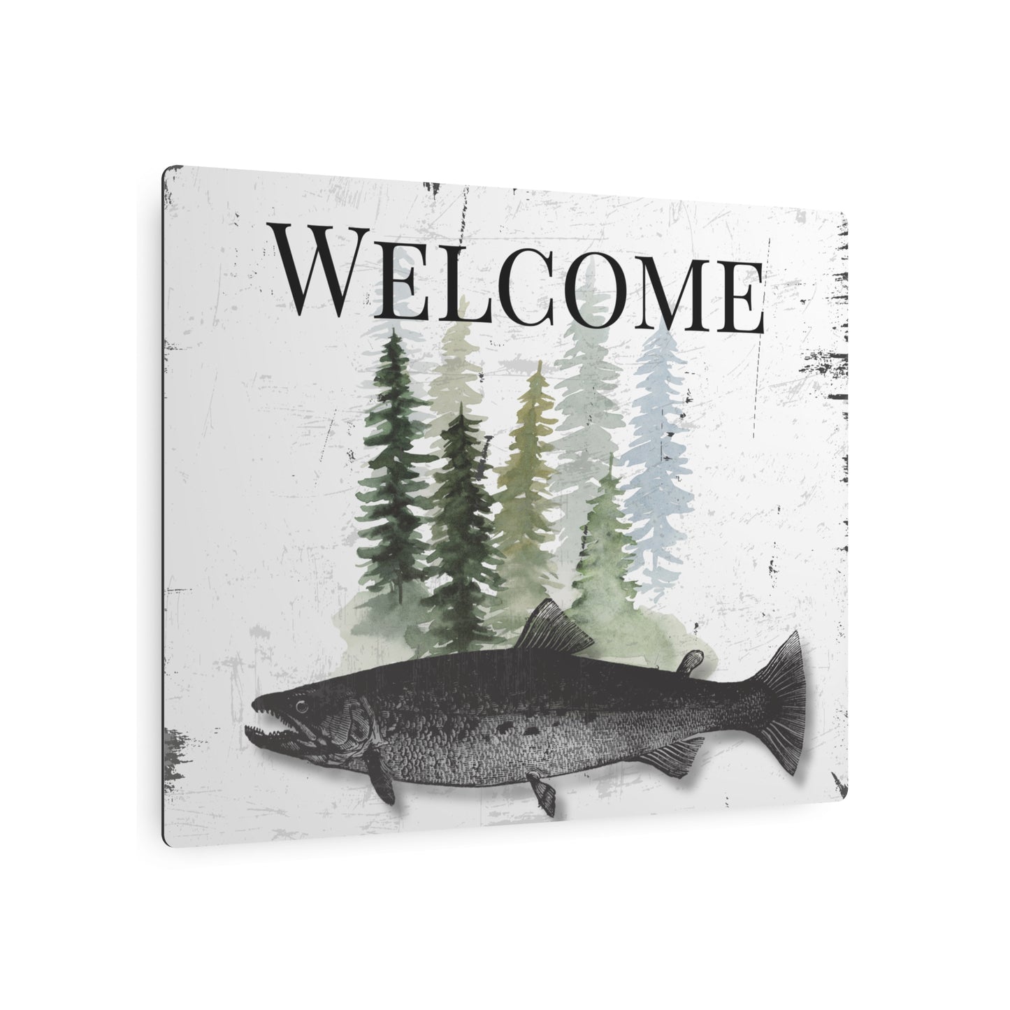 Rustic Metal Trout Welcome Sign for Front Door, Home Décor, Cabin, Summer Vacation Home, Eco-Friendly, Sustainable