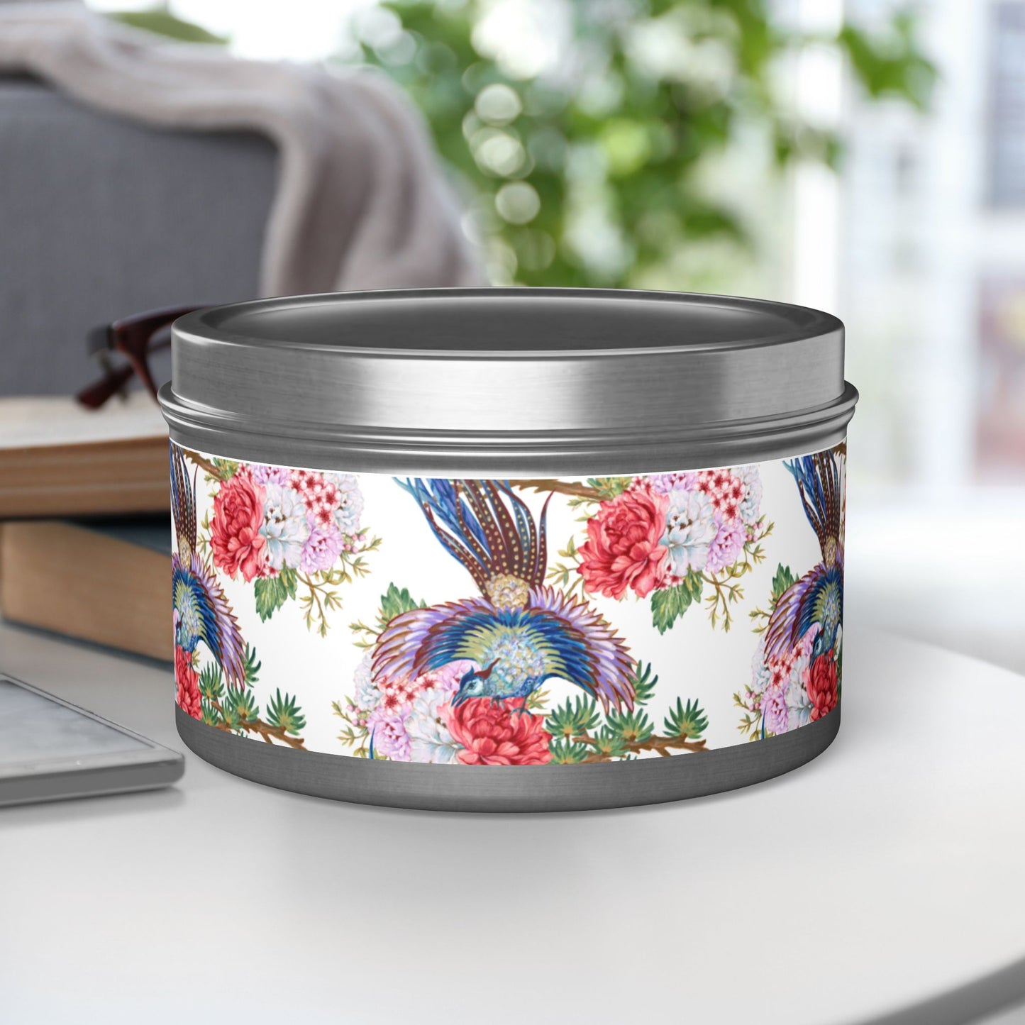 Floral Tin Candle - Aromatic Home and Travel Decor for Relaxation, Eco-Friendly, Sustainable