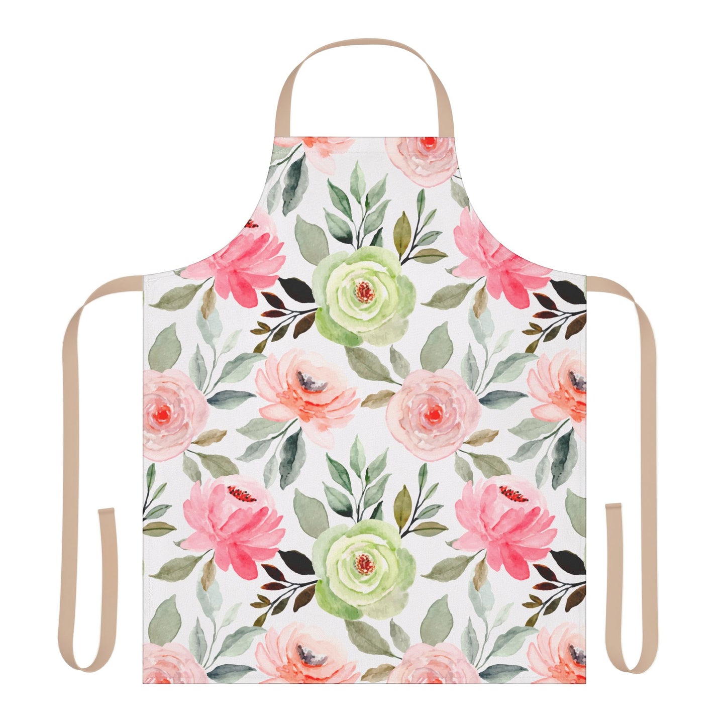 Rose Floral Kitchen Apron with Beige or Black Ties, Cooking, Baking, Crafting, Cleaning Apron, Eco-Friendly, Sustainable