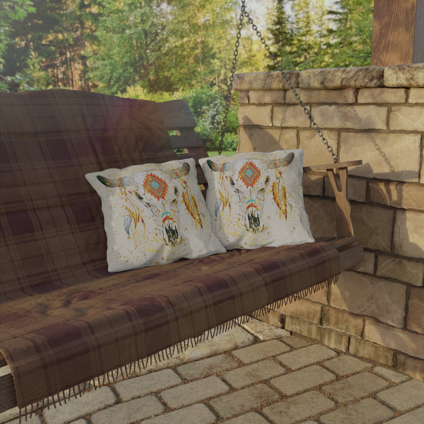 Boho Western Waterproof, Spill Proof Pillow, Indoor, Outdoor, Rustic Western Decor, Southwestern Home