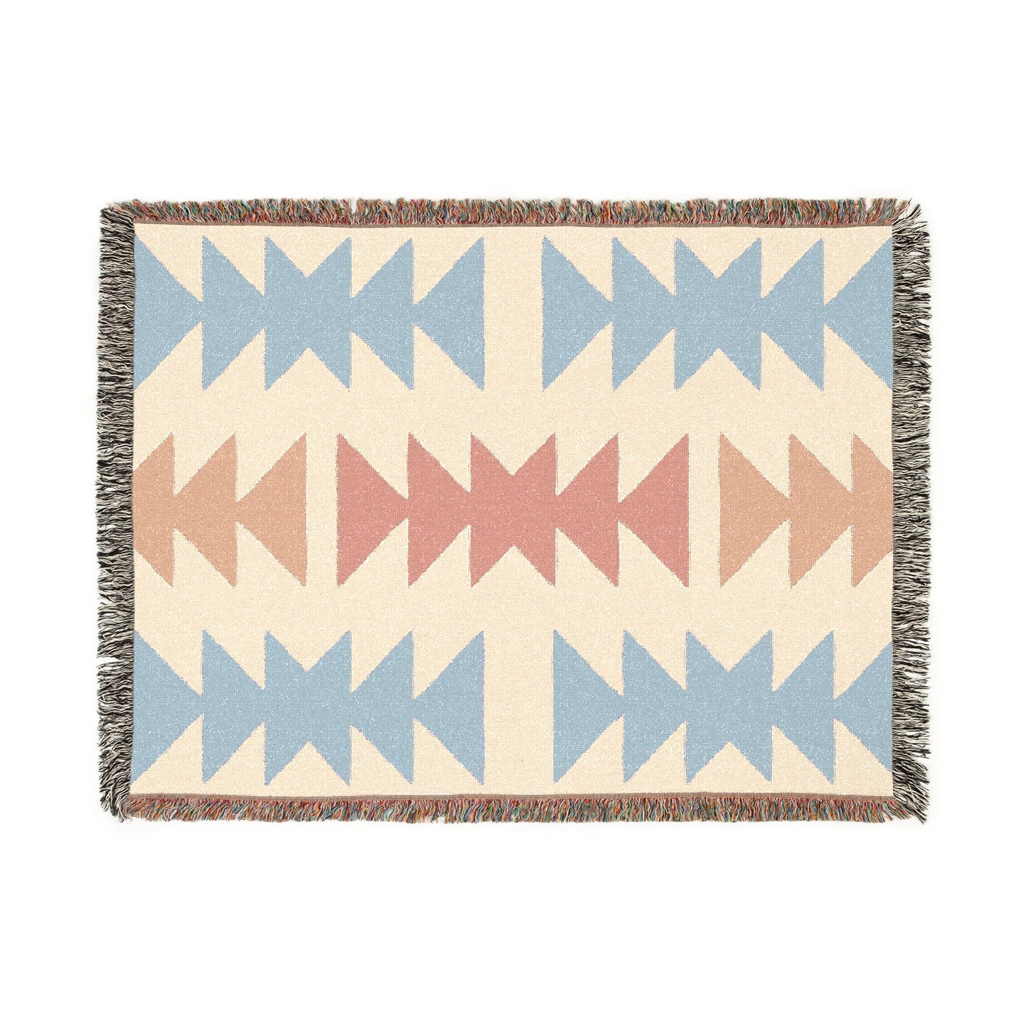 Western Boho Woven Beach Picnic Festival Blanket Southwest Decor Cotton Throw - Native Inspired Design with Tassel, Eco-Friendly, Sustainable