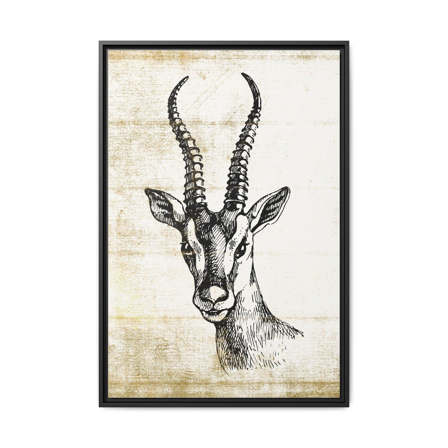 Vintage Antelope Framed Canvas, Rustic African Safari, Eco-Friendly, Sustainable