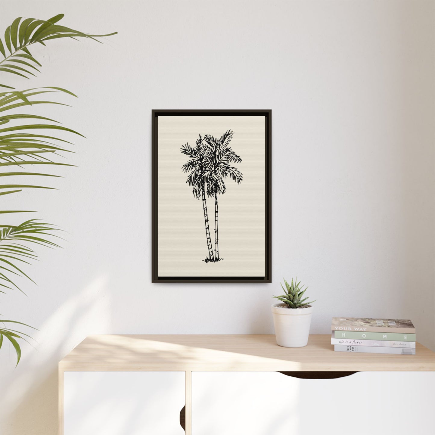 Vintage Palm Tree Coastal Matte Canvas Art, Wood Framed, Eco-Friendly, Sustainable