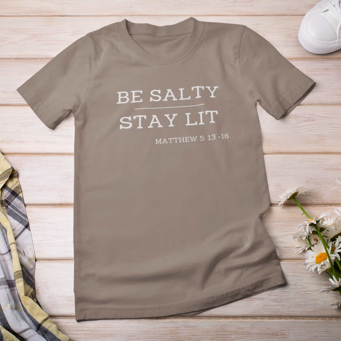 Be Salty Stay Lit Cotton T-Shirt, Eco-Friendly, Sustainable