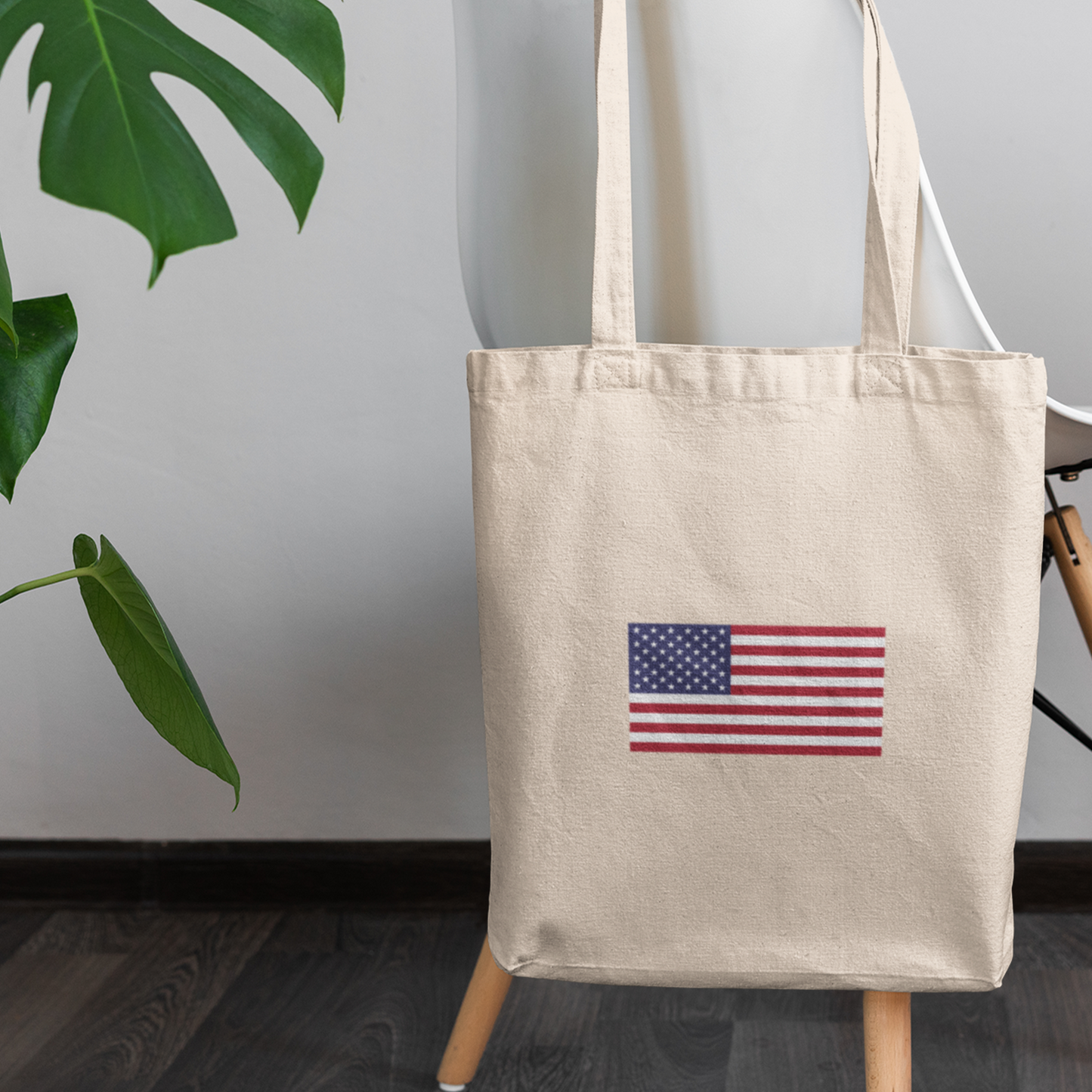 American Flag Cotton Canvas Reusable Tote Bag, Eco-Friendly, Sustainable