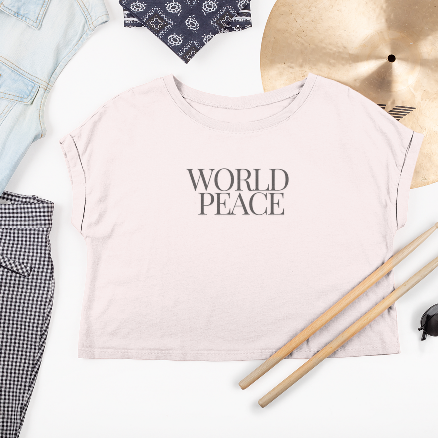 Organic Cotton World Peace Crop Top T-Shirt, Eco-Friendly, Sustainable