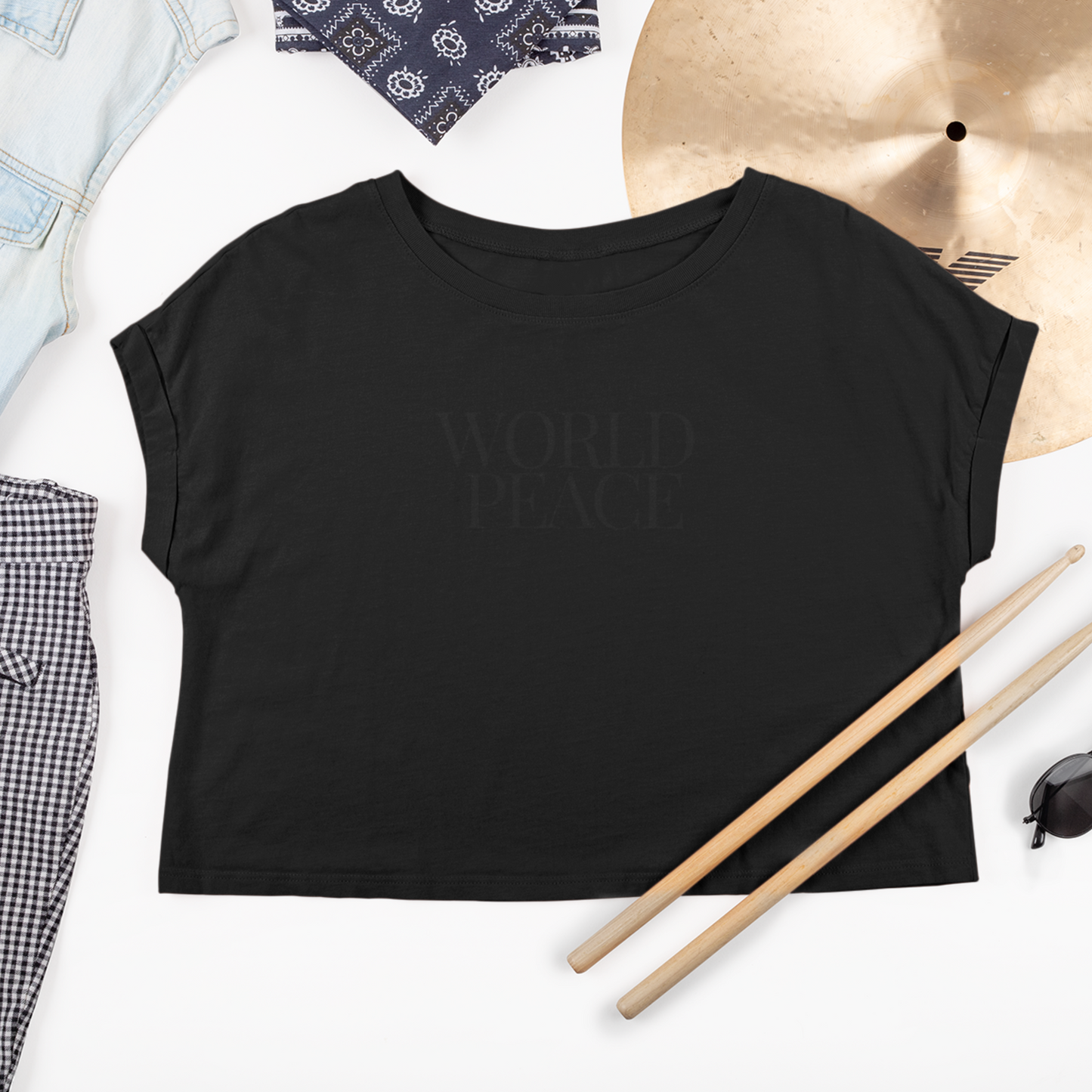 Organic Cotton World Peace Crop Top T-Shirt, Eco-Friendly, Sustainable
