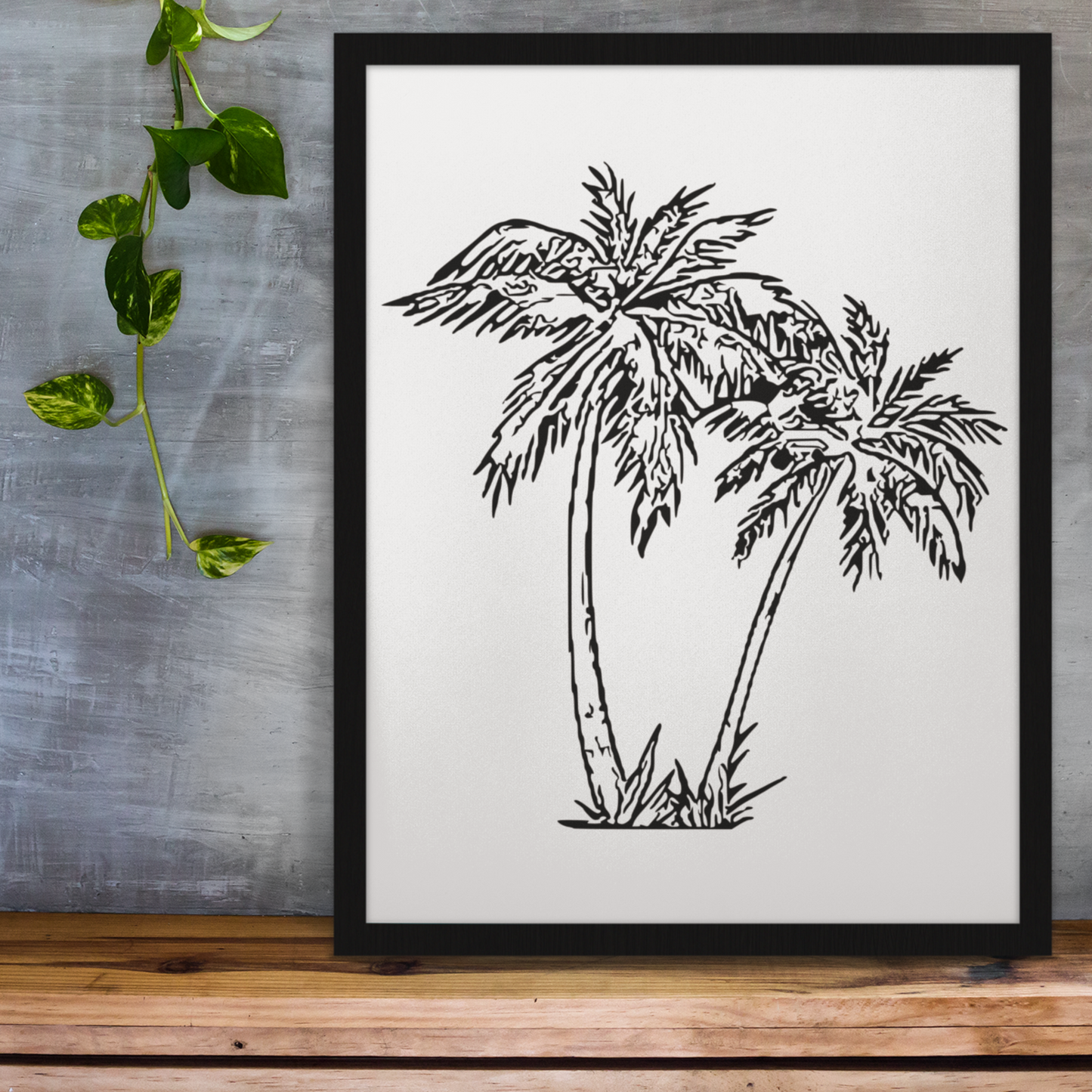 Vintage Palm Tree Matte Canvas Art, Wood Framed, Eco-Friendly, Sustainable