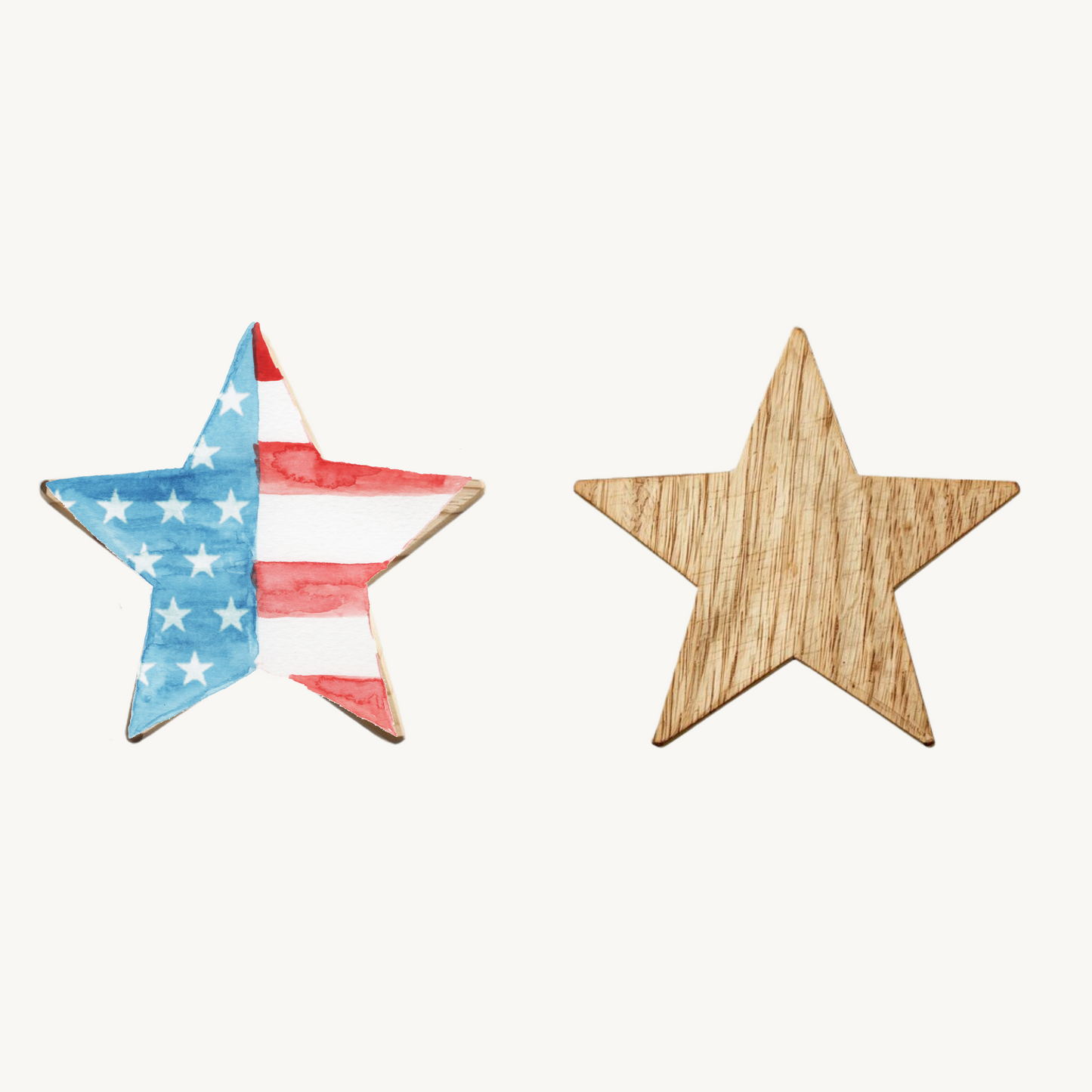 Birch Wood American Flag Whitewashed Vintage Farmhouse Star Free-Standing Wooden Star Decor