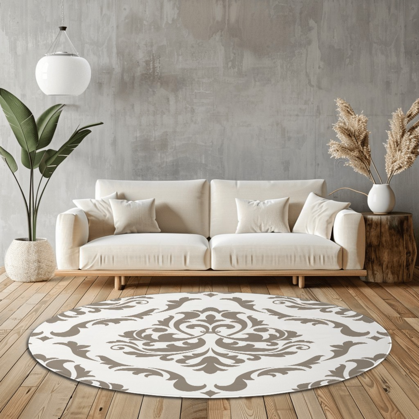 Vintage Victorian Inspired Style Washable Round Rug, Eco-Friendly, Sustainable