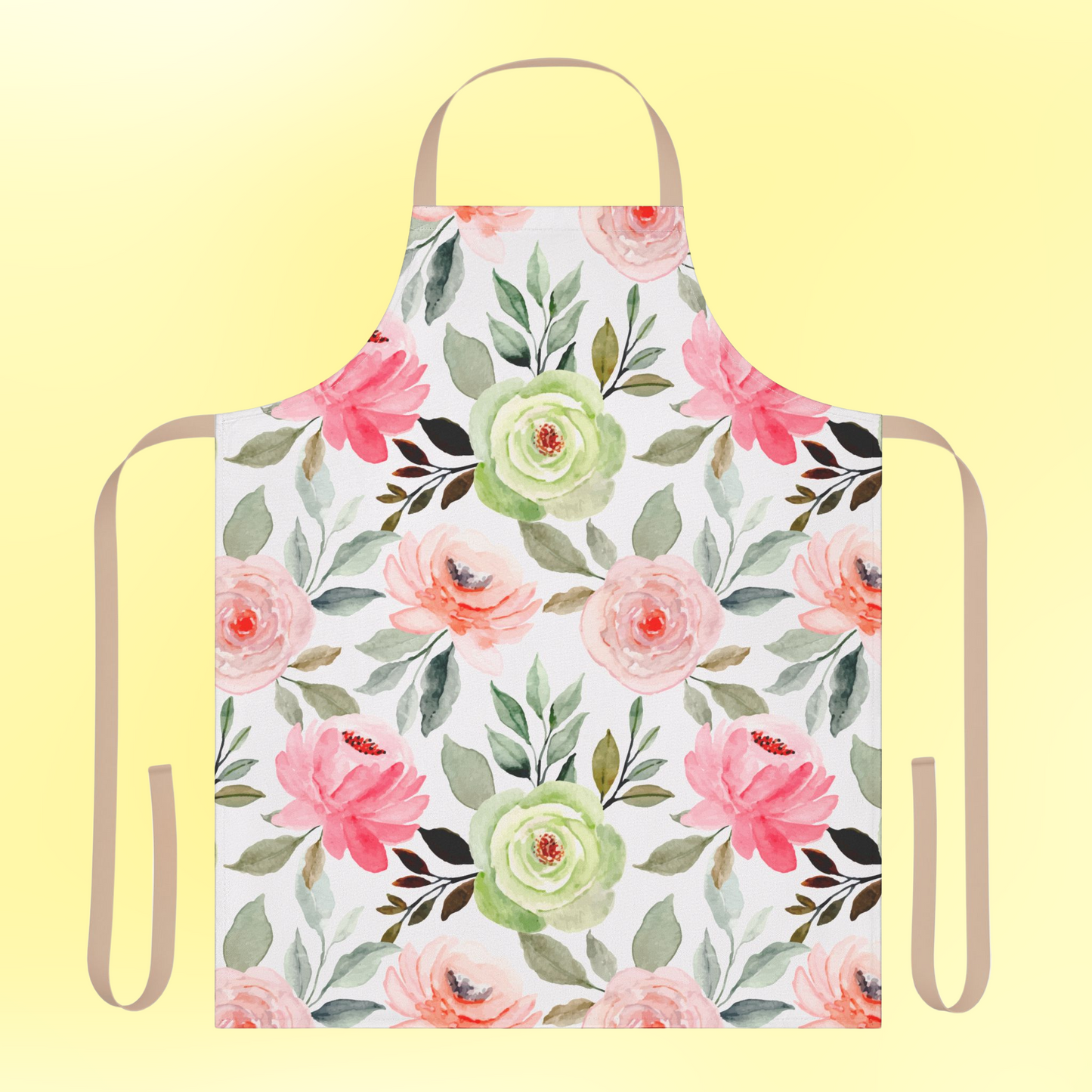 Rose Floral Kitchen Apron with Beige or Black Ties, Cooking, Baking, Crafting, Cleaning Apron, Eco-Friendly, Sustainable