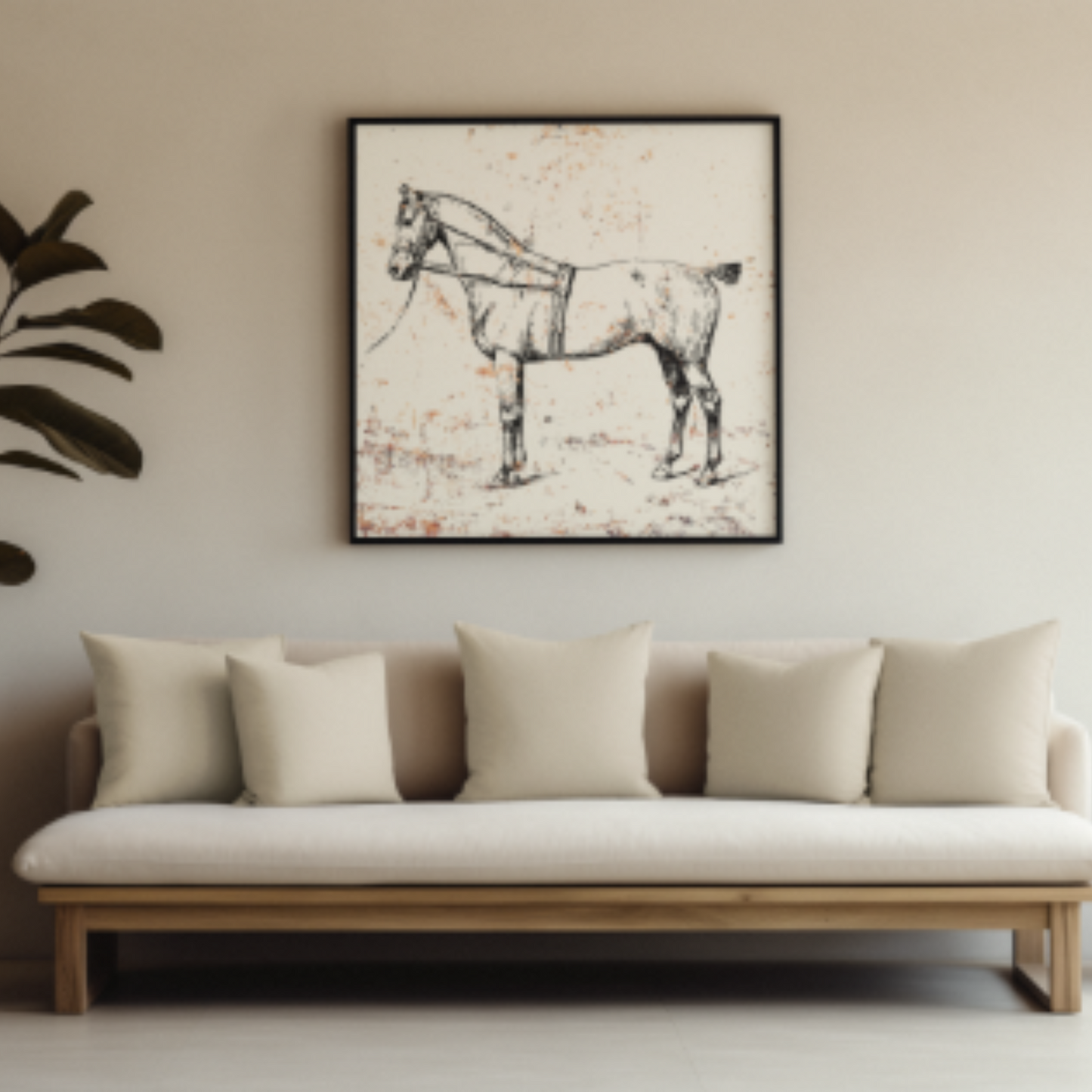 Antique Victorian Horse Tack Canvas, Rustic Wall Art Decor, Square Frame, Eco-Friendly, Sustainable