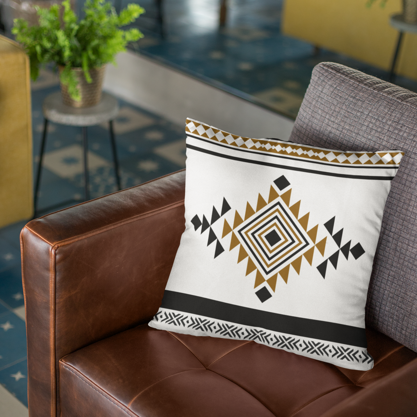 Southwestern Outdoor Pillow, Country Western Waterproof Boho Tribal Patio Throw