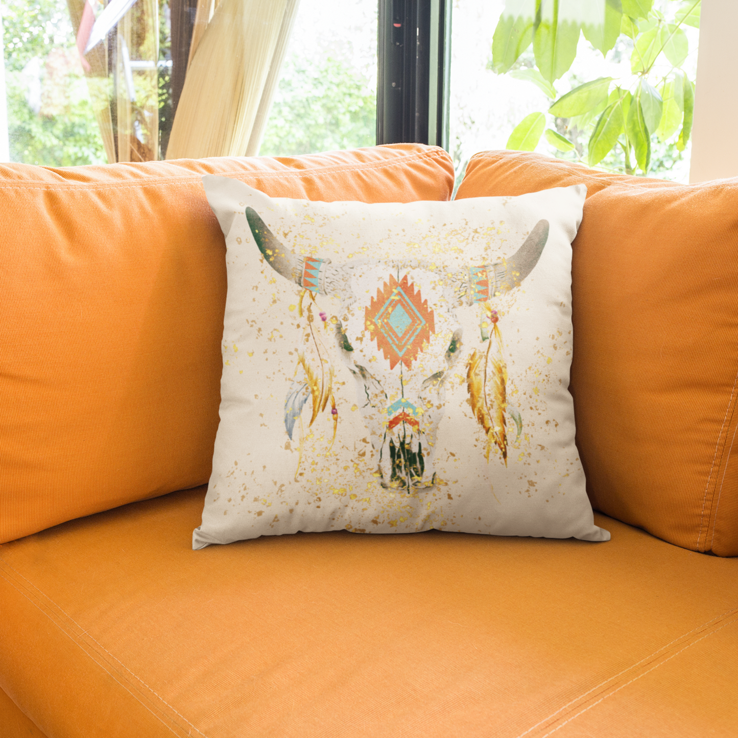 Boho Western Waterproof, Spill Proof Pillow, Indoor, Outdoor, Rustic Western Decor, Southwestern Home