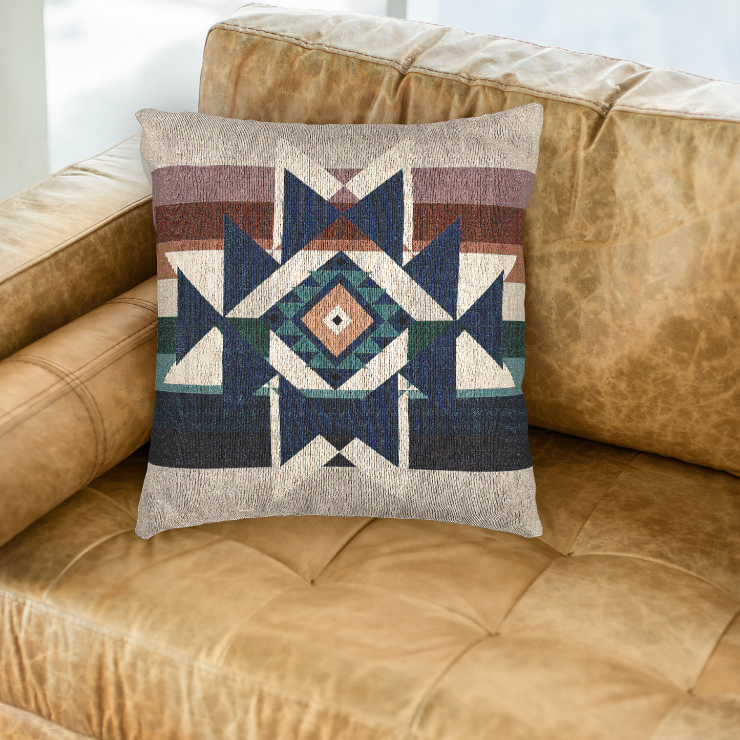 Woven Southwest Western Throw Pillow, Boho Home Decor, Tribal, Geometric, Home Decor