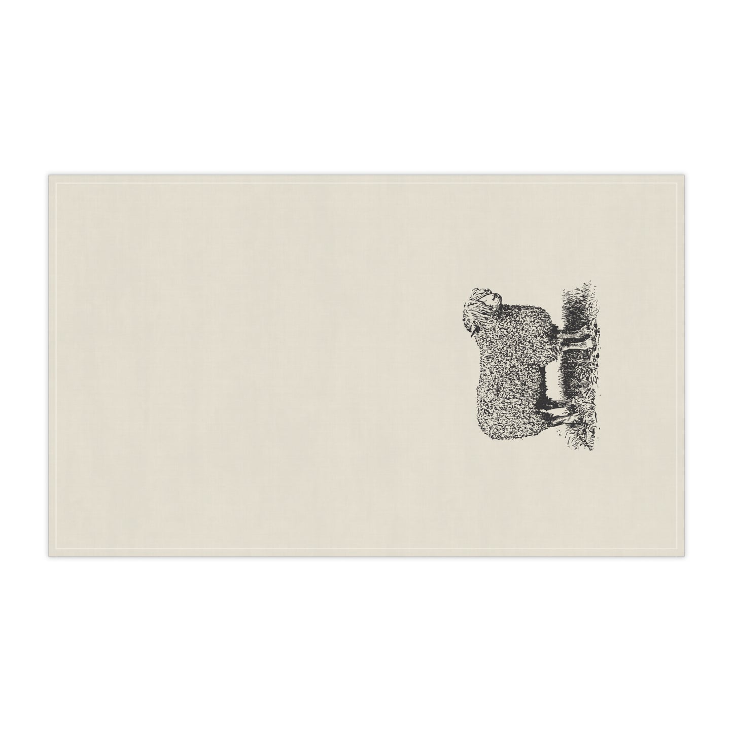 Cotton Tea Towel - Minimalist Farmhouse Vintage Sheep Design, Eco-Friendly, Sustainable