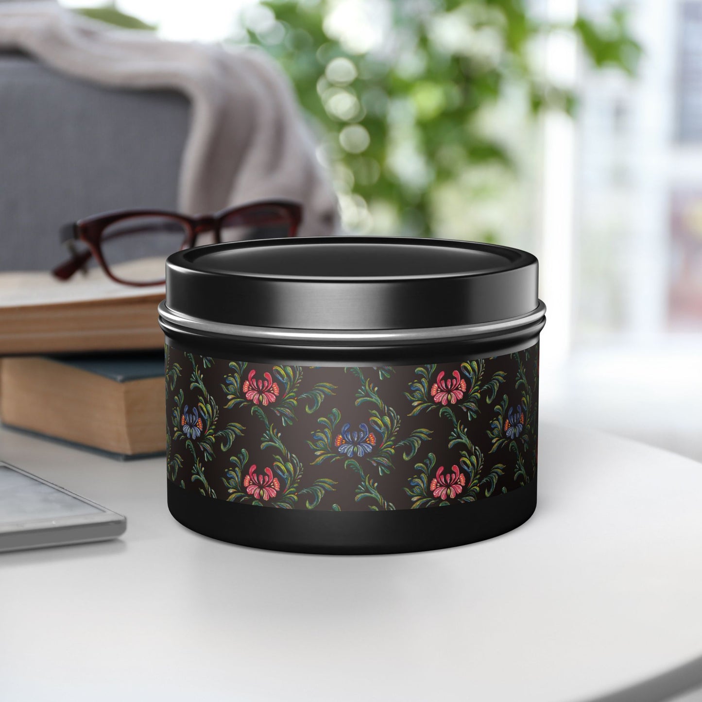 Elegant Floral Tin Candle - Aromatic Home and Travel Decor for Relaxation, Eco-Friendly, Sustainable