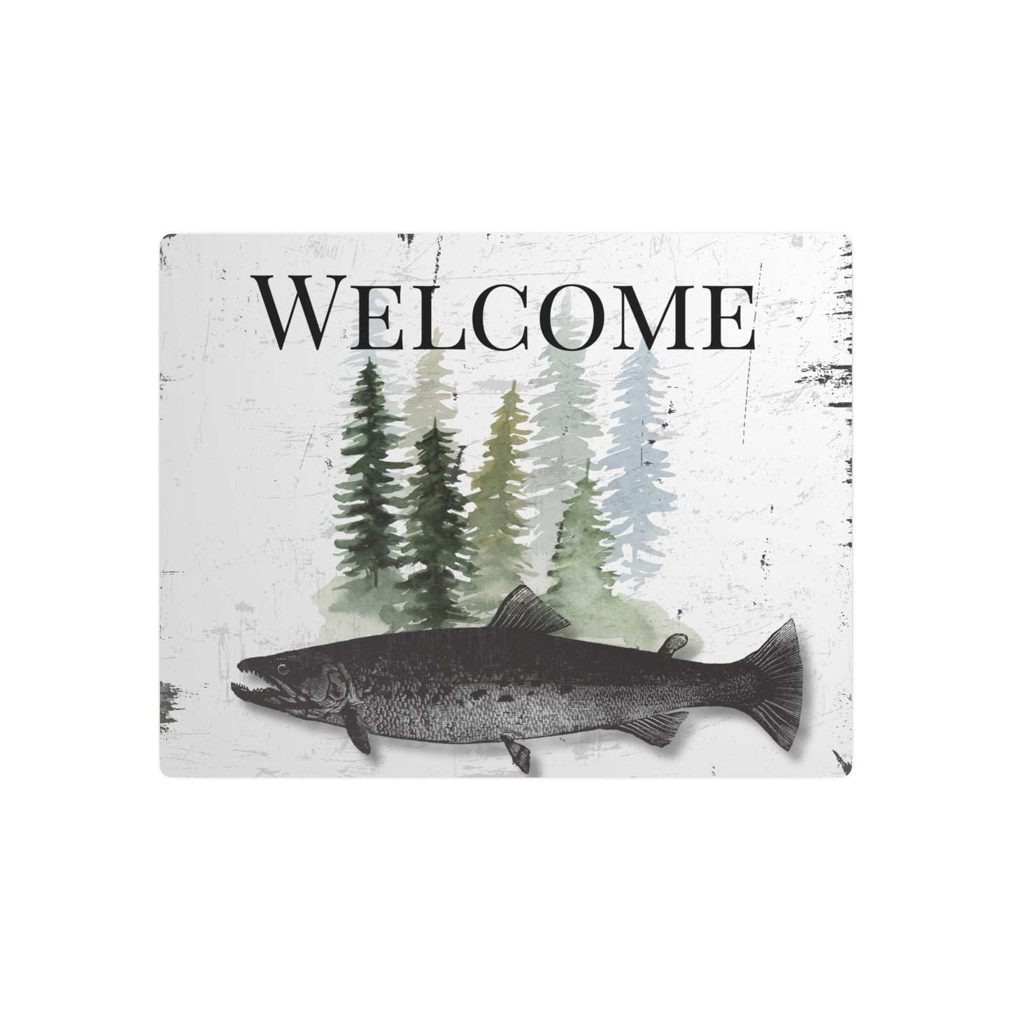 Rustic Metal Trout Welcome Sign for Front Door, Home Décor, Cabin, Summer Vacation Home, Eco-Friendly, Sustainable