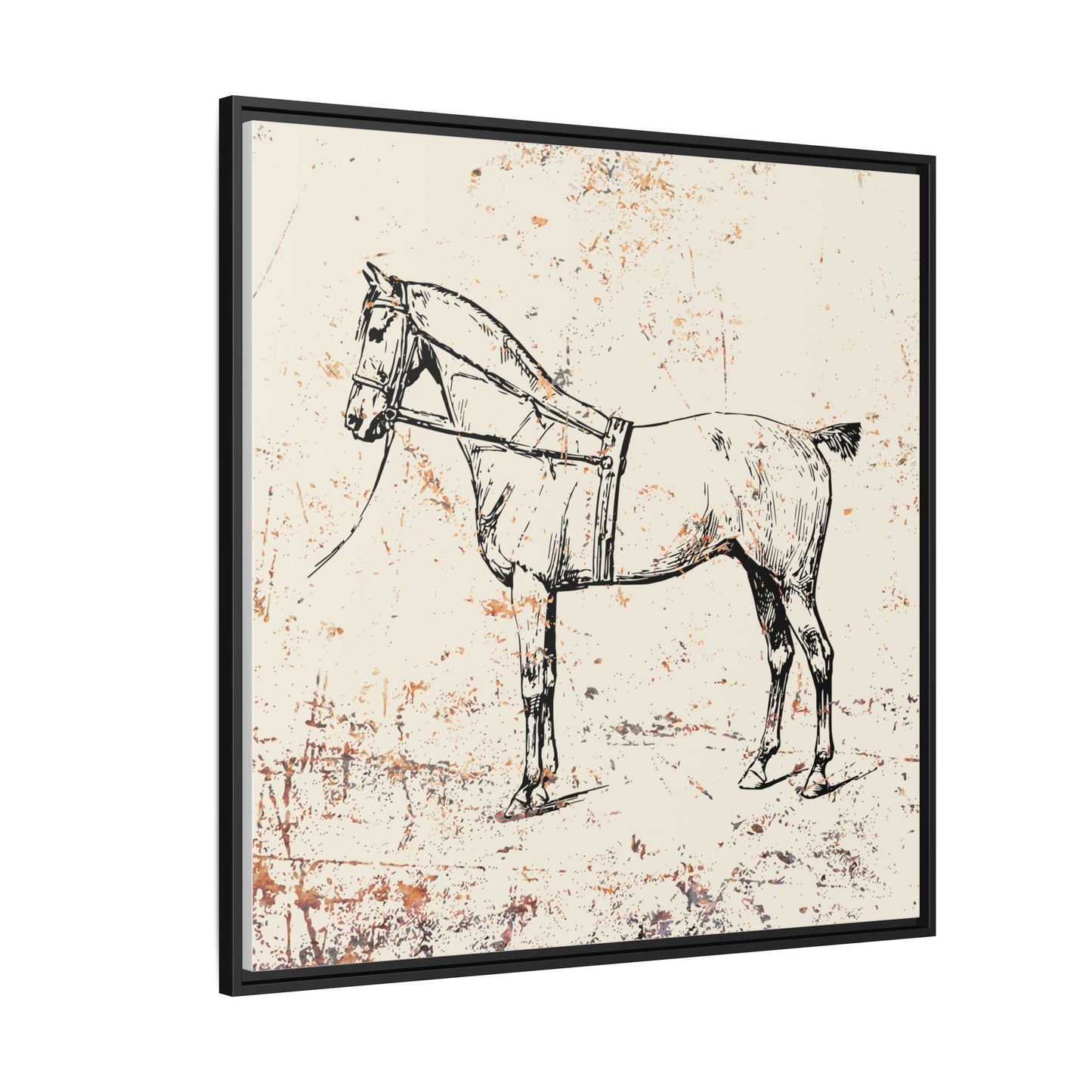 Antique Victorian Horse Tack Canvas, Rustic Wall Art Decor, Square Frame, Eco-Friendly, Sustainable